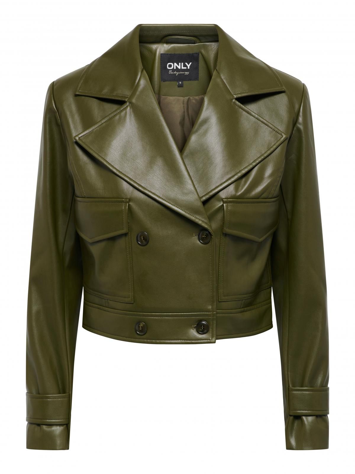 온리 테크니컬 레더 오버핏 크롭 재킷 15293027_1920 BROWN / DARK OLIVE - 상세 이미지 3