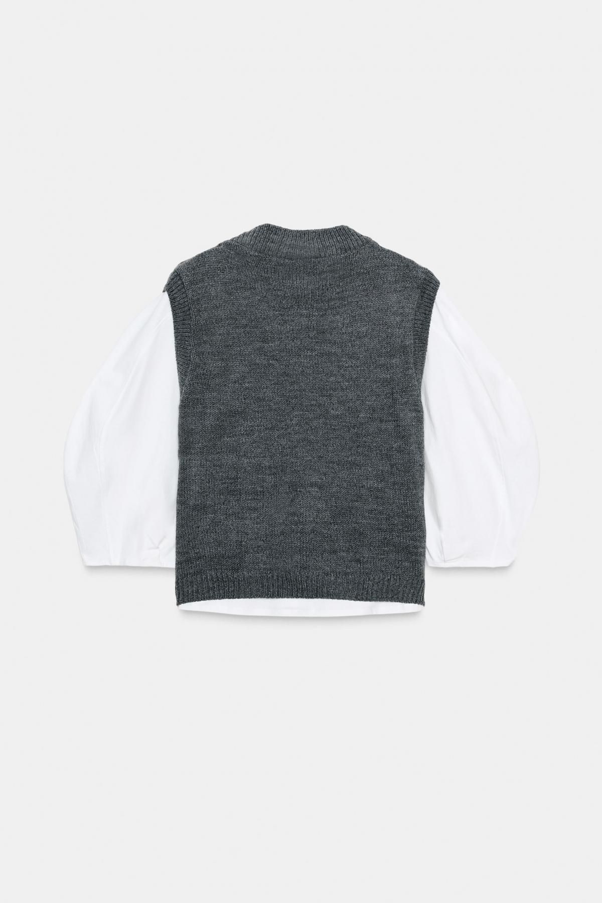 자라 니트 베스트 콤비 긴팔 티셔츠 1131/873 ANTHRACITE GREY - 상세 이미지 5