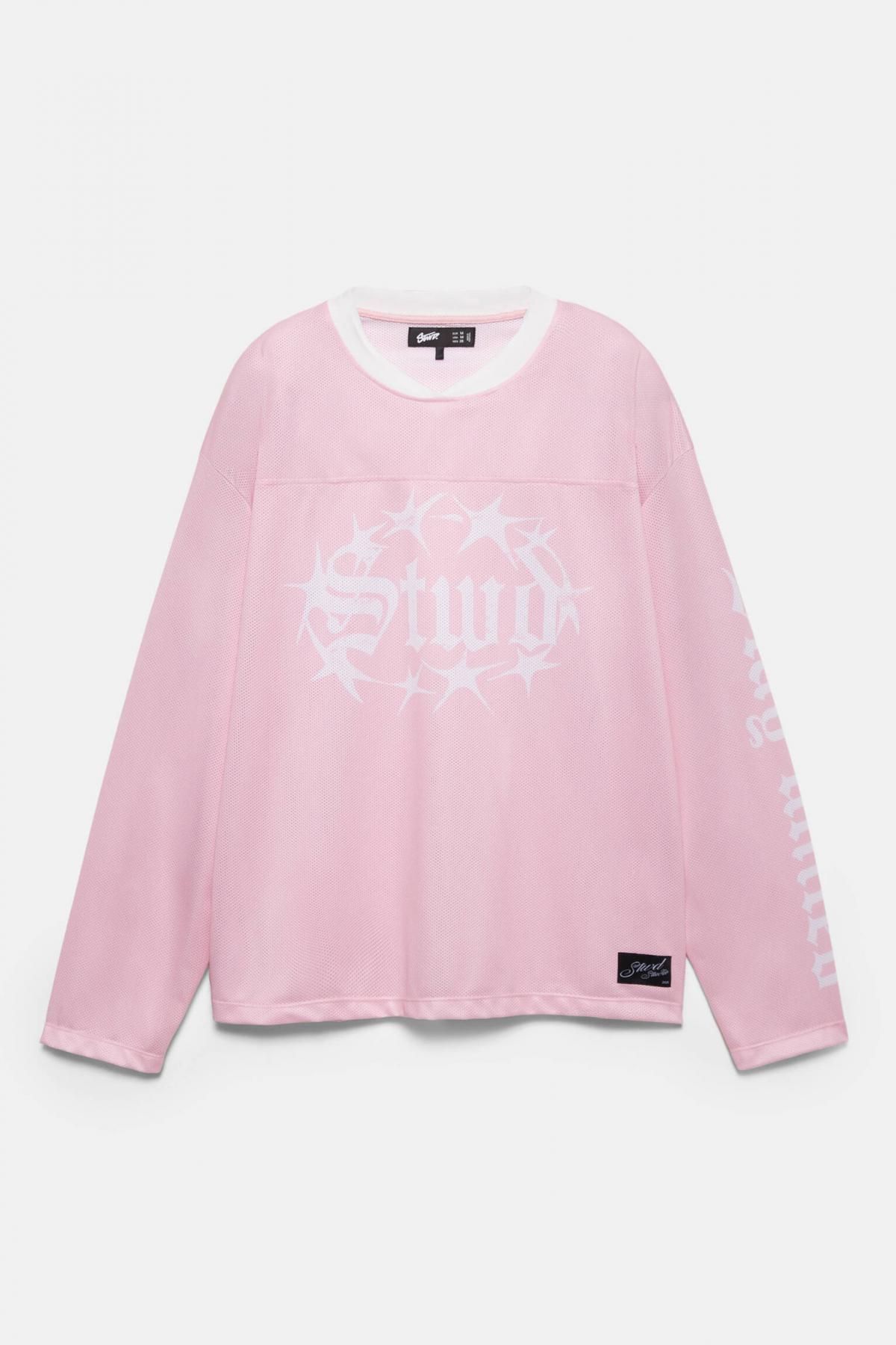 풀앤베어 그래픽 메쉬 풋볼 긴팔 티셔츠 핑크 7153/383 PINK - 상품 이미지