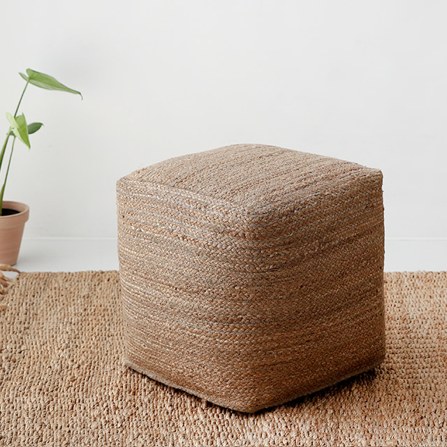 MACOCO 핸드메이드푸프 사각 40x40 BJP07N 내추럴 - 메인 이미지