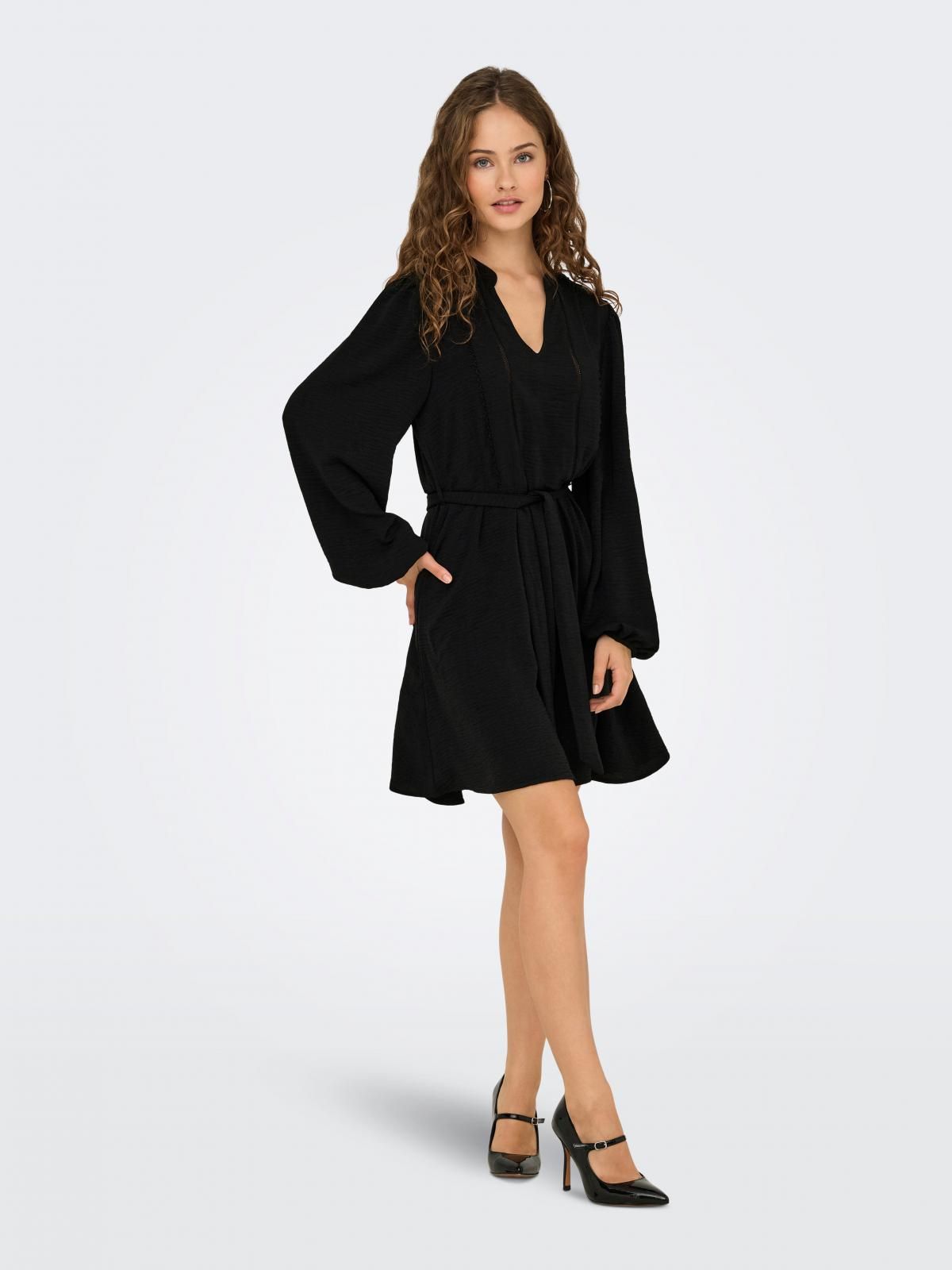 제이디와이 브이넥 벨트 미니 원피스 15355363_2161 BLACK / BLACK - 상세 이미지 5