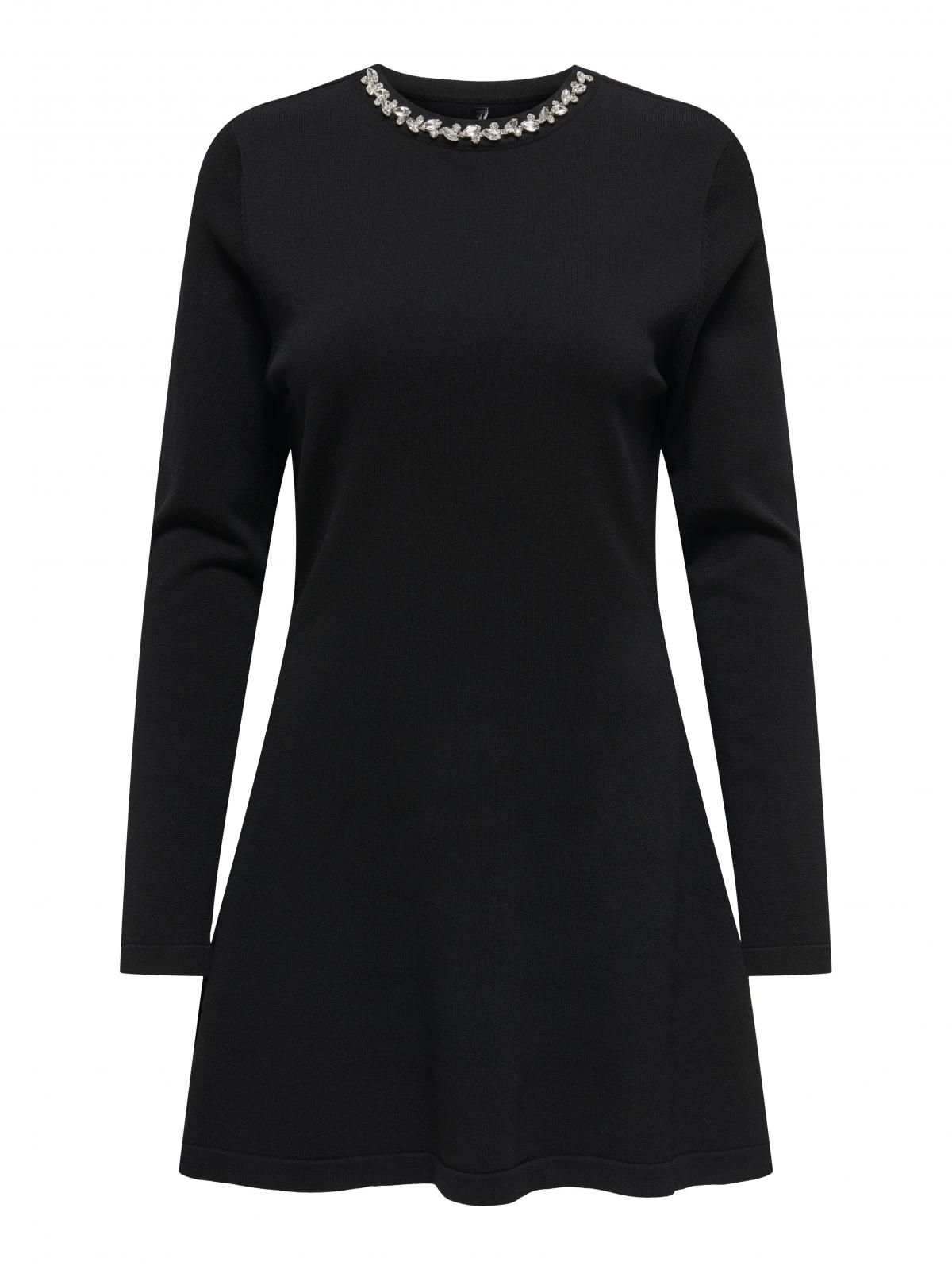 온리 글리터 라운드넥 니트 미니 원피스 15366285_2161_1242568 BLACK / BLACK - 상세 이미지 3