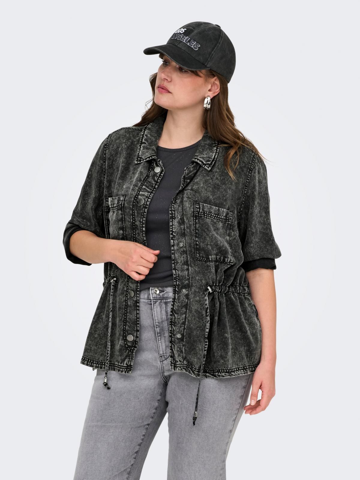 온리 테크니컬 데님 하이넥 스트링 자켓 15339861_2161_1158596 BLACK / BLACK - 상품 이미지