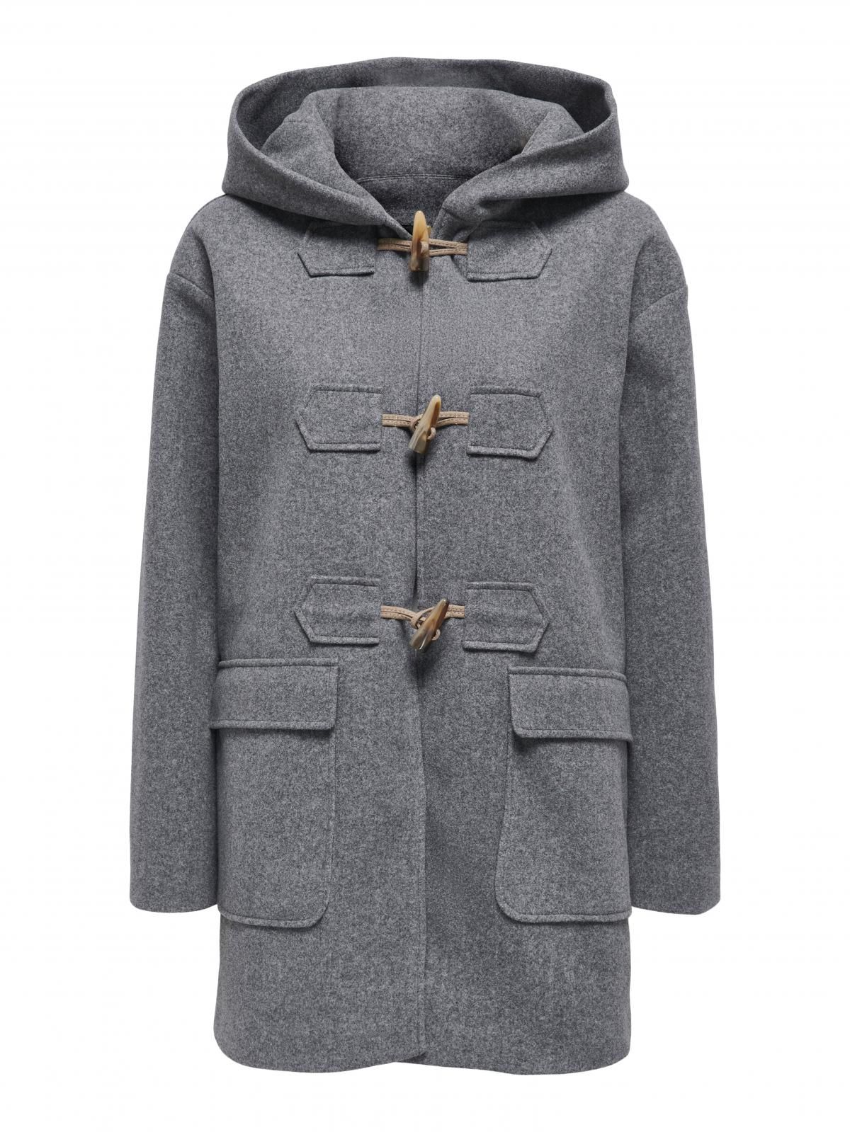 온리 테크니컬 울혼방 후드 더플코트 15334678_2382 GREY / MEDIUM GREY MELANGE - 상세 이미지 4