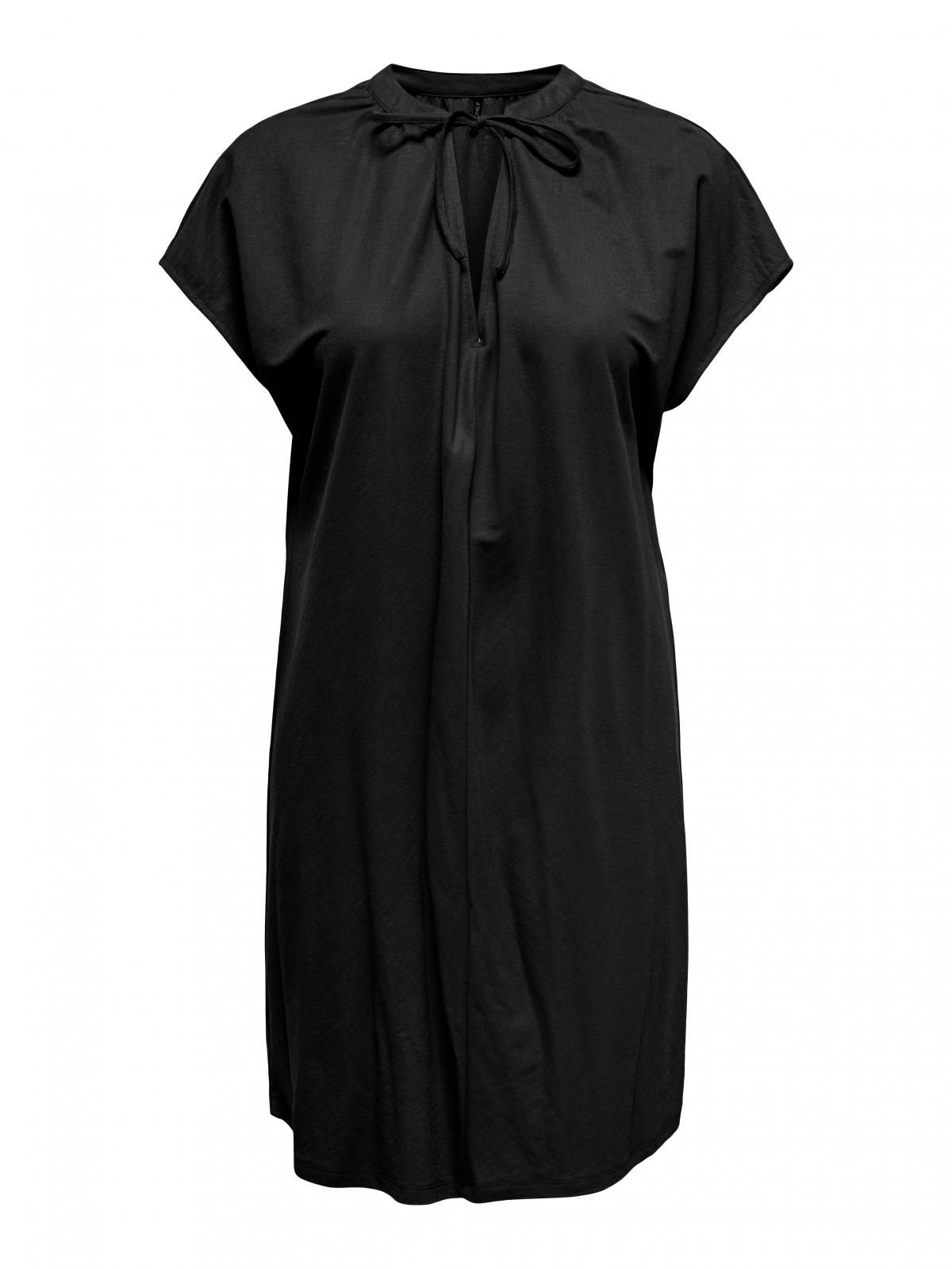 온리 와플 미디 브이넥 원피스 15351683_2161 BLACK / BLACK - 상세 이미지 3