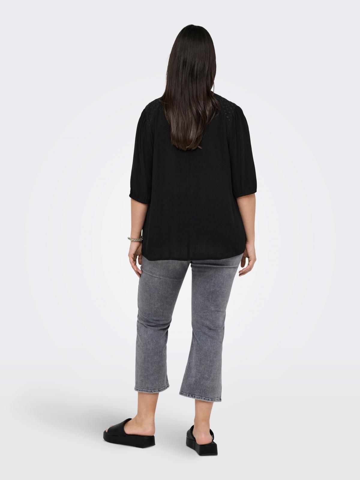 온리 빅사이즈 소프트 비스코스 블라우스 15345789_2161 BLACK / BLACK - 상세 이미지 2