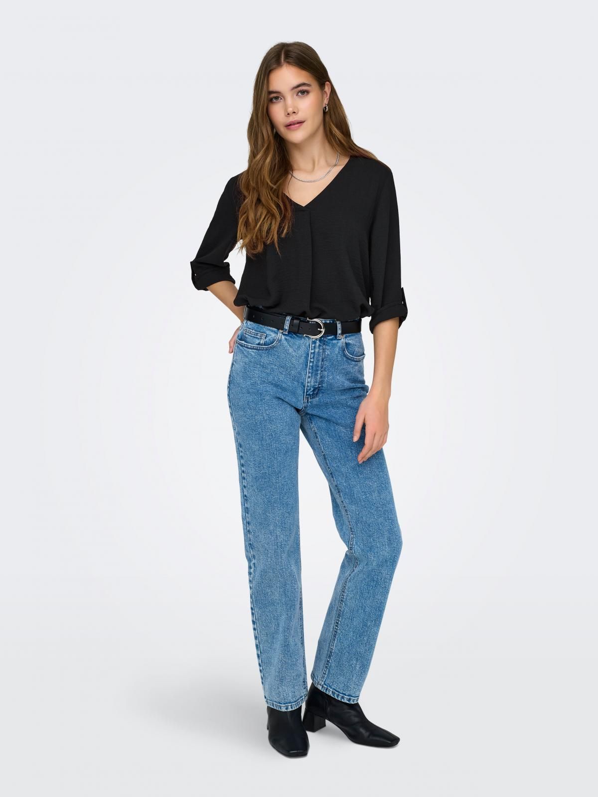 제이디와이 모던 브이넥 루즈핏 블라우스 15226911_2161 BLACK / BLACK - 상세 이미지 5