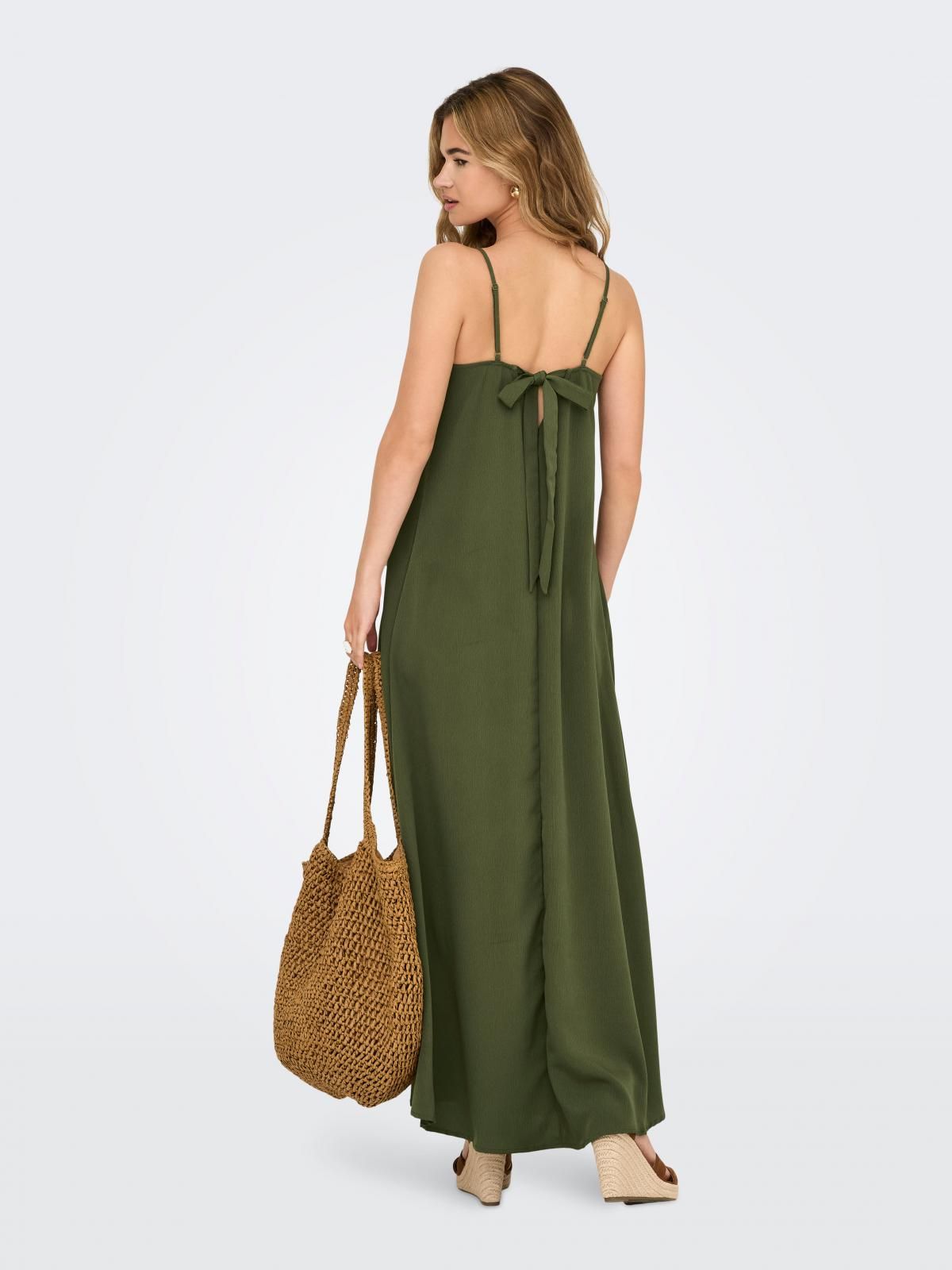 온리 브이넥 스트랩 롱 원피스 15347189_4263 GREEN / KALAMATA - 상세 이미지 2