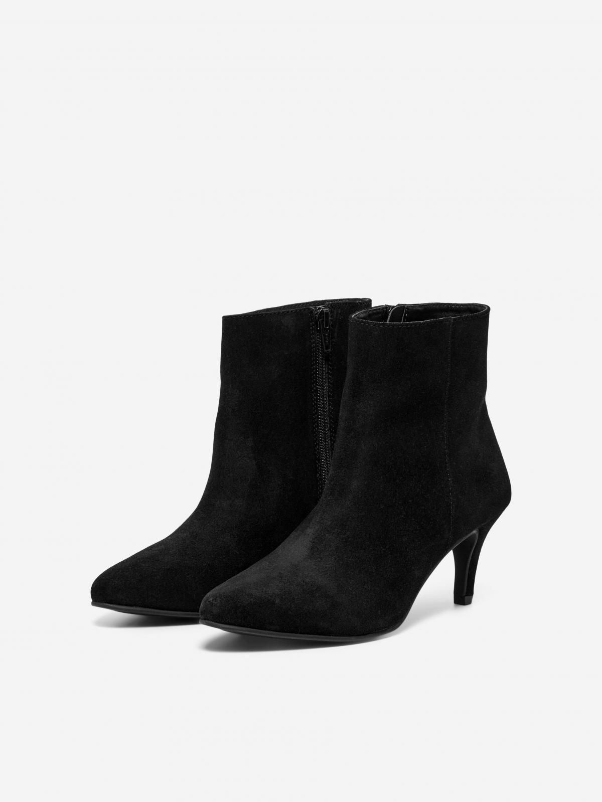 온리 스웨이드 포인티 앵클부츠 미들힐 15287515_2161 BLACK / BLACK - 상세 이미지 5