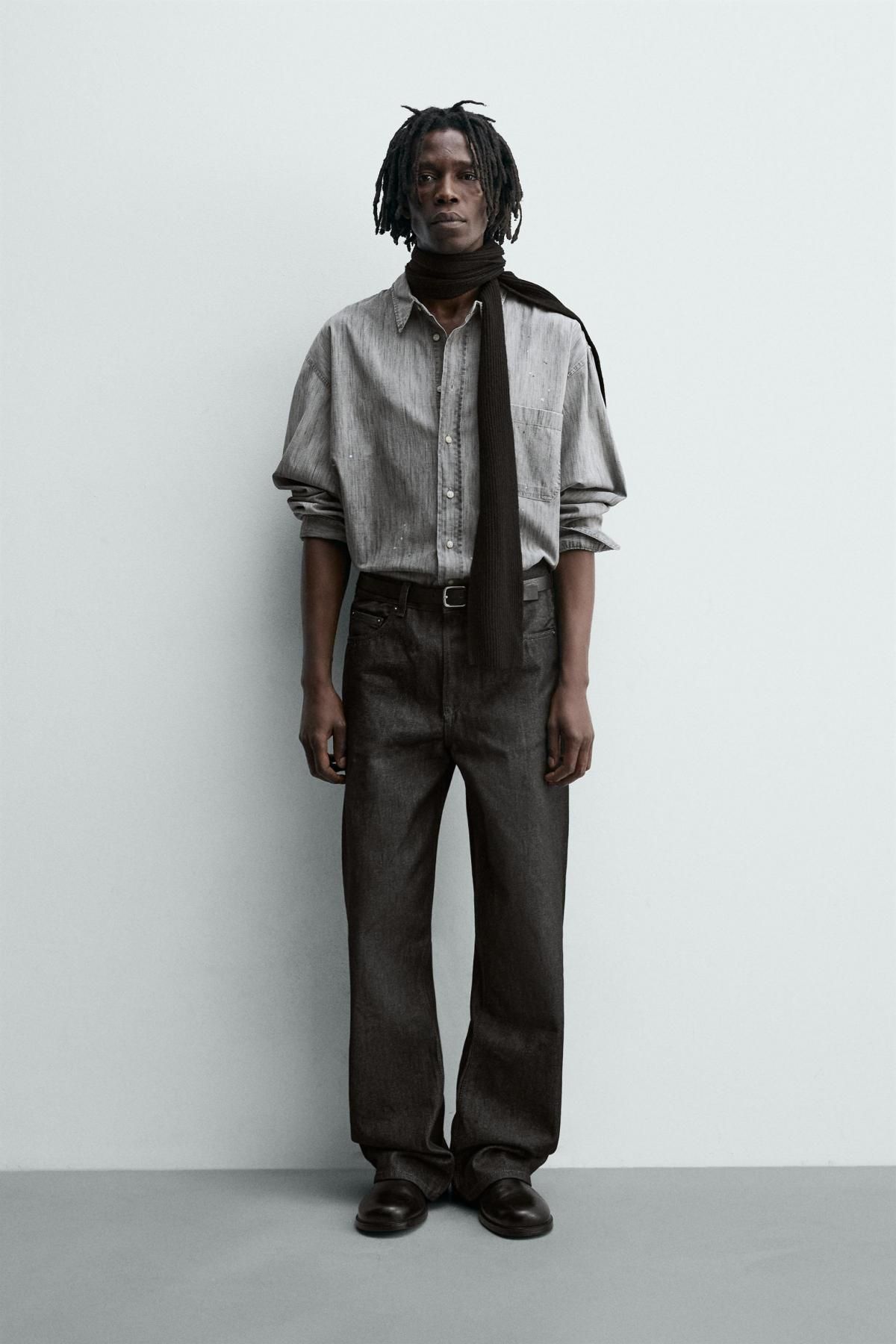 자라 스플래시 워시 데님 긴팔 셔츠 7545/383 ANTHRACITE GREY - 상세 이미지 2