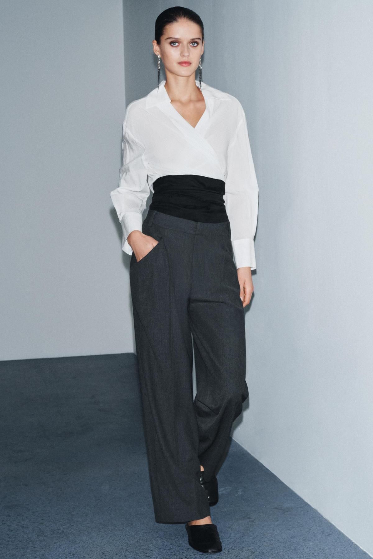 자라 울 블렌드 와이드 팬츠 포켓 9680/052 DARK GREY - 상세 이미지 5
