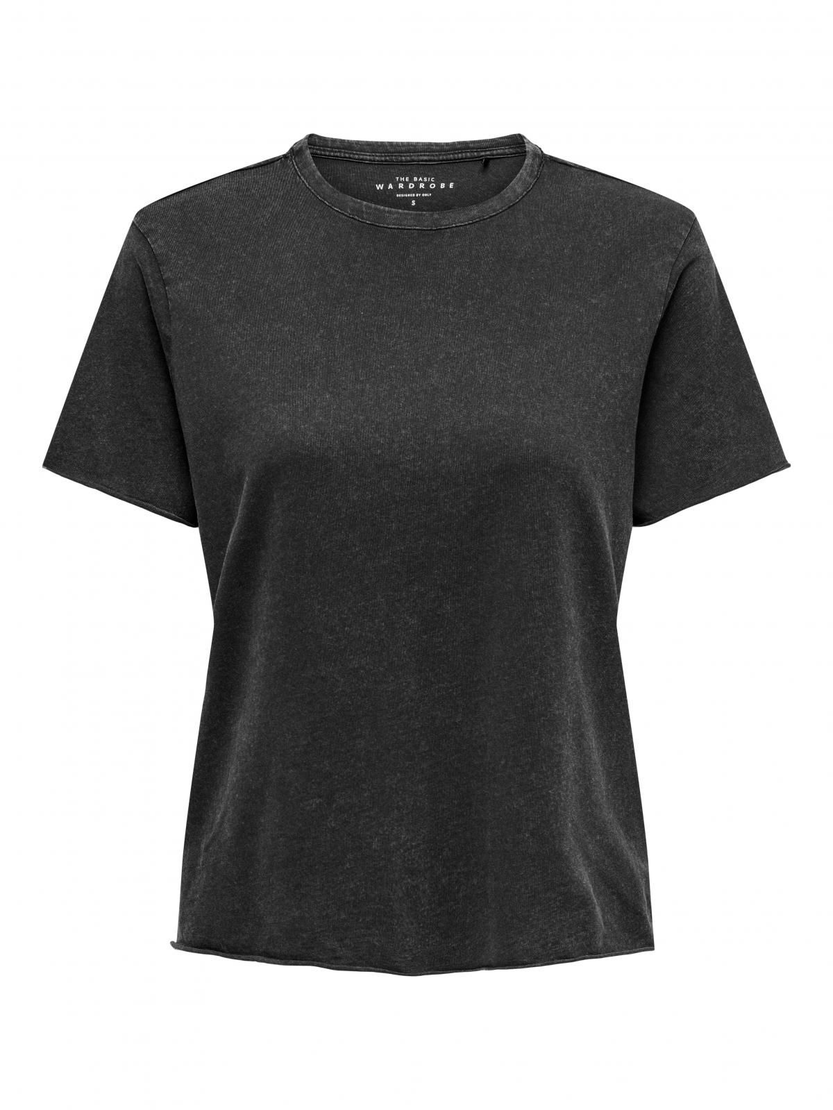 온리 미니멀 베이직 코튼 반팔 티셔츠 15330656_2161 BLACK / BLACK - 상세 이미지 4