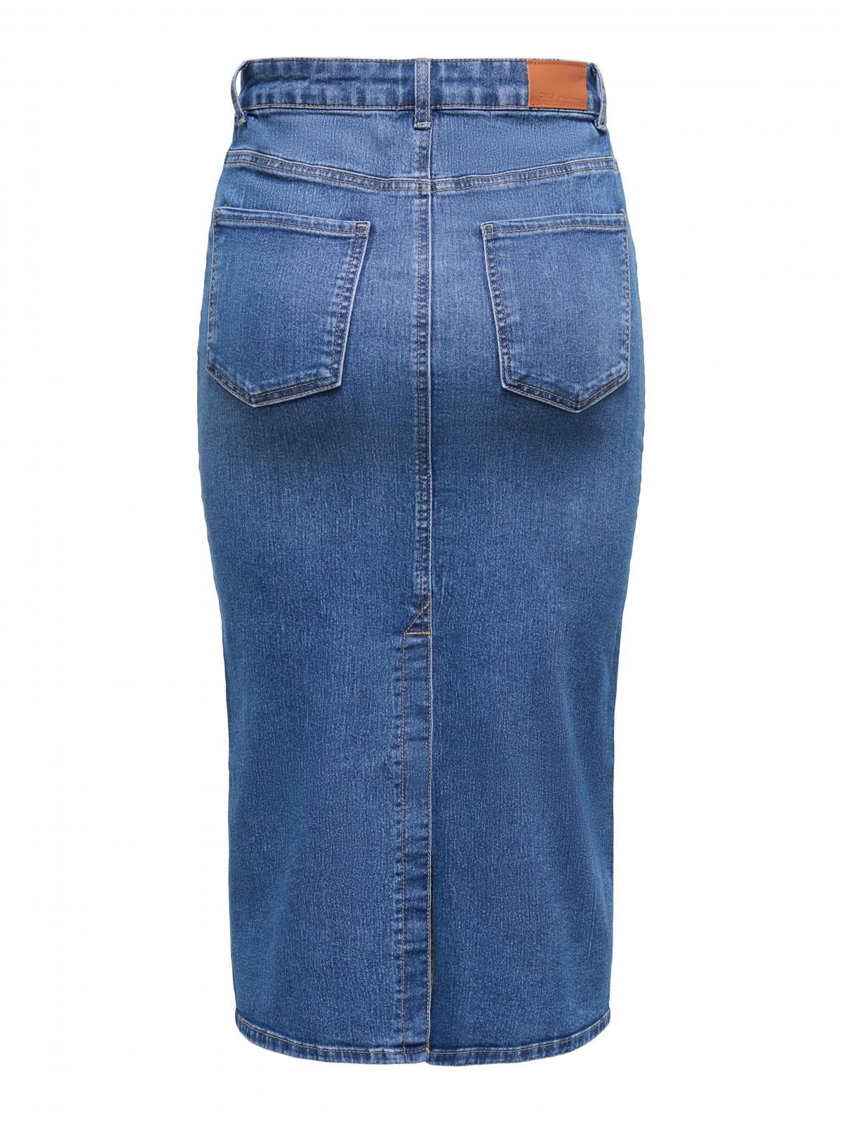 온리 데님 베이직 미디 스커트 15347684_2115 BLUE / MEDIUM BLUE DENIM - 상세 이미지 4