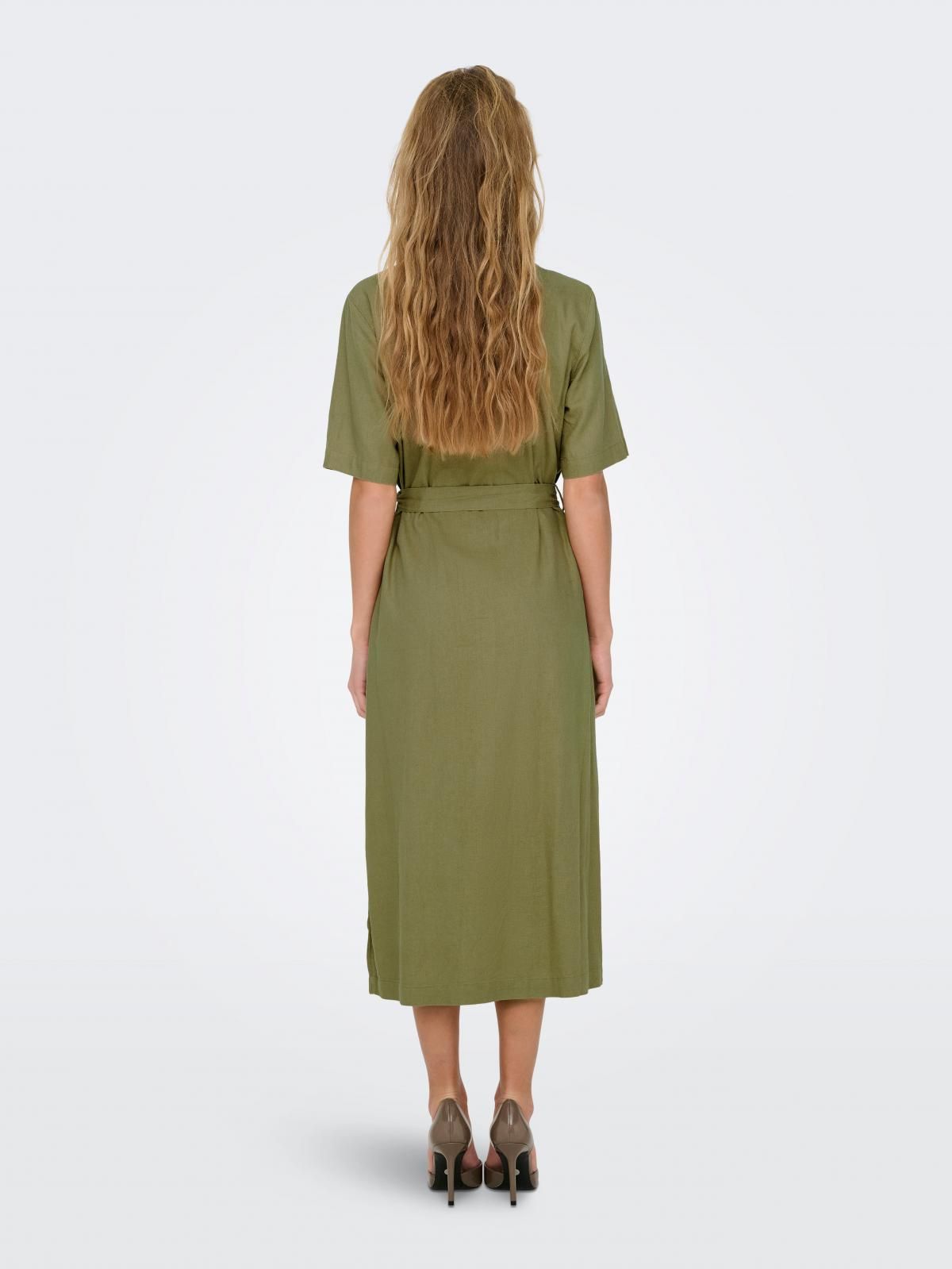 온리 벨트 롱 셔츠 원피스 카키 15338884_1915 BROWN / ELMWOOD - 상세 이미지 2
