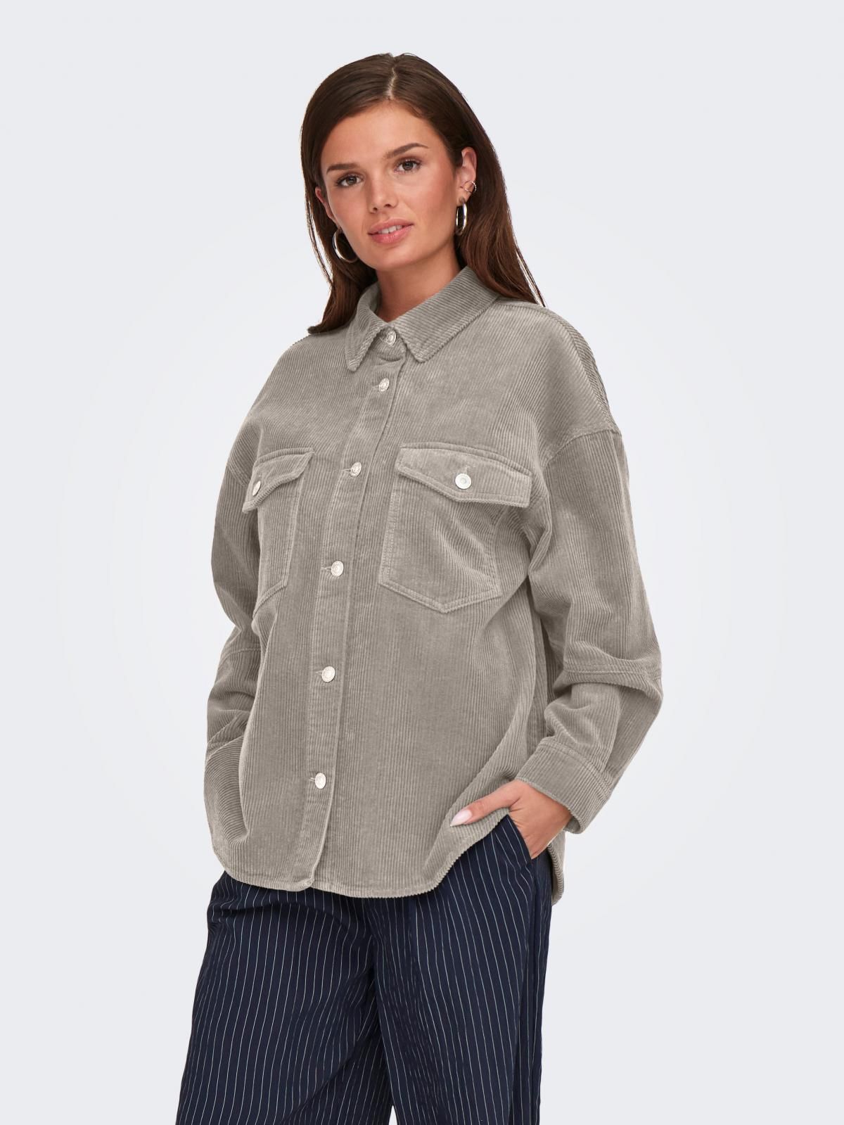 온리 코듀로이 오버핏 데님 셔츠 15331547_115 BEIGE / PUMICE STONE - 상품 이미지