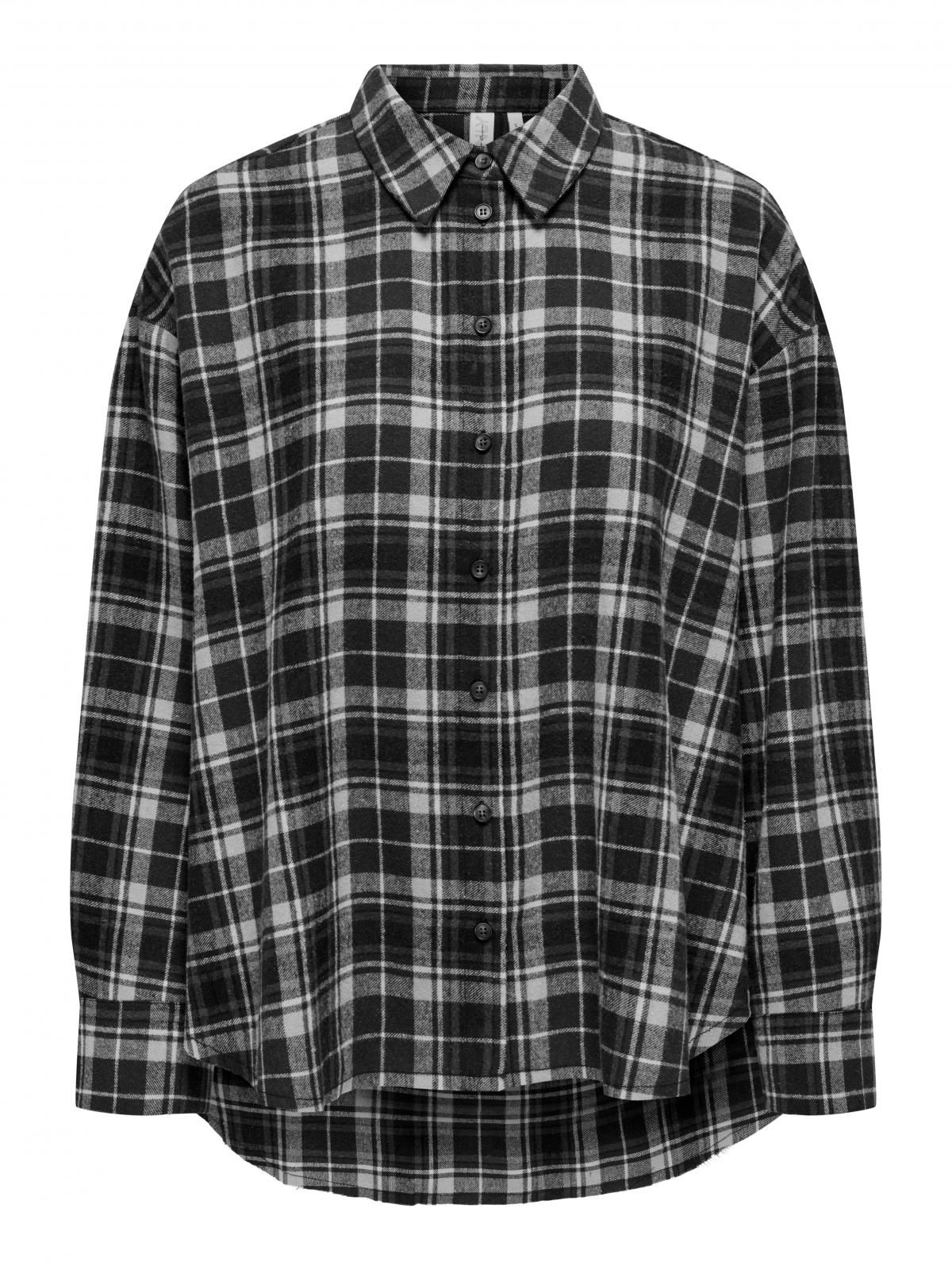 온리 오버핏 체크 긴팔 셔츠 15331718_2161 BLACK / BLACK - 상세 이미지 4