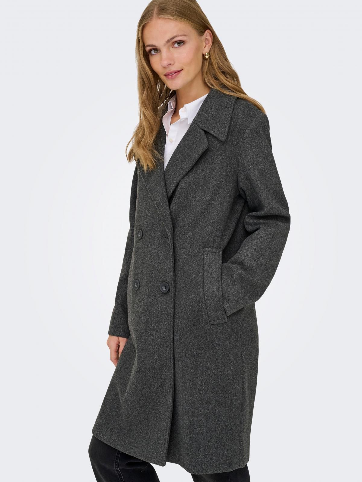 온리 클래식 더블브레스트 롱 코트 15349217_2383 GREY / DARK GREY MELANGE - 상품 이미지
