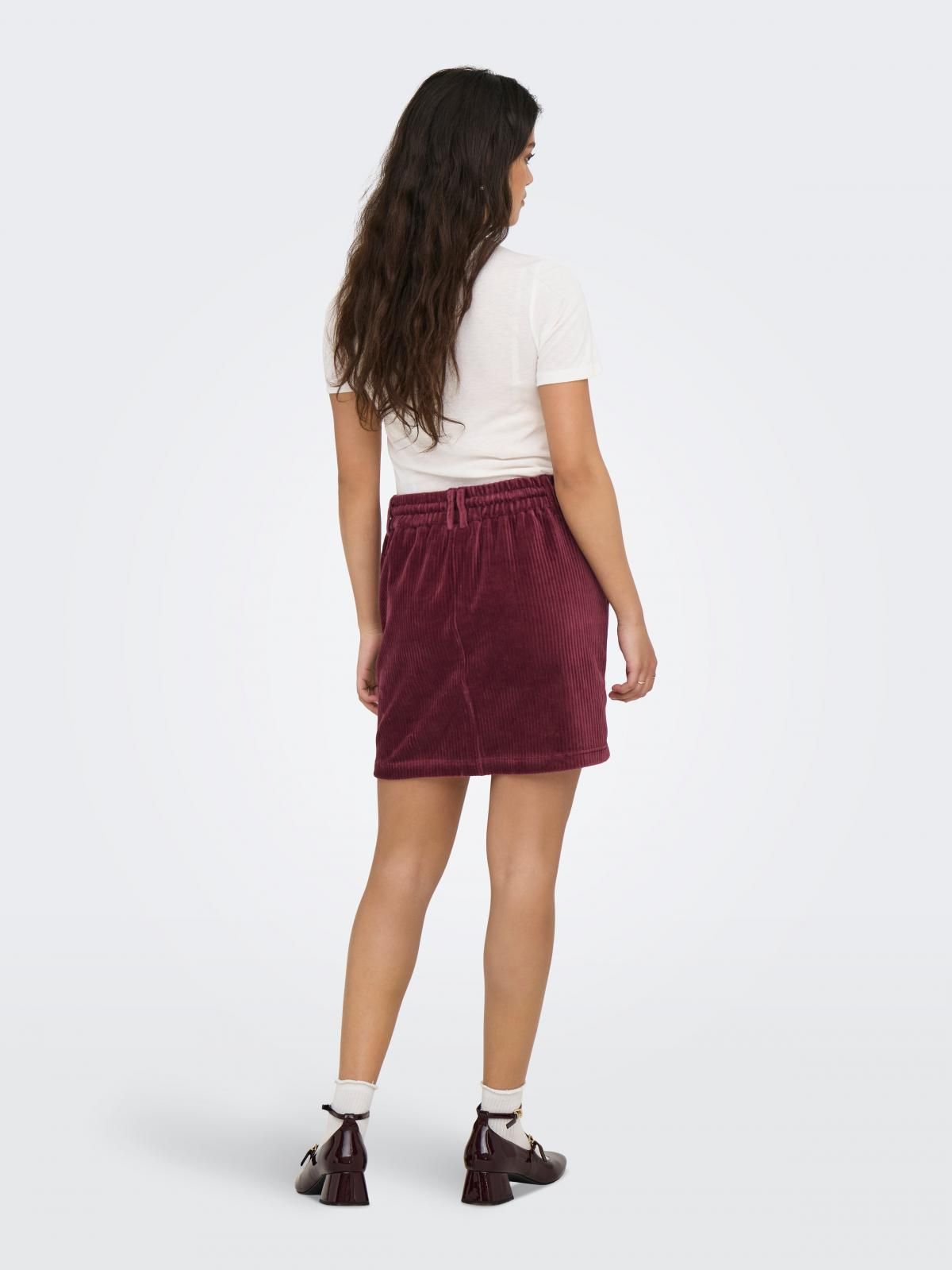 온리 캐주얼 벨벳 드로스트링 미니 스커트 15192876_877 RED / TAWNY PORT - 상세 이미지 2