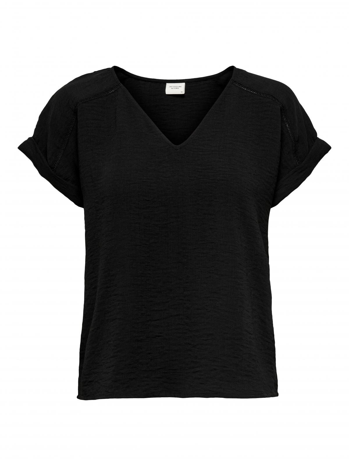 제이디와이 비스코스 라운드넥 반팔 티셔츠 15229004_2161 BLACK / BLACK - 상세 이미지 4