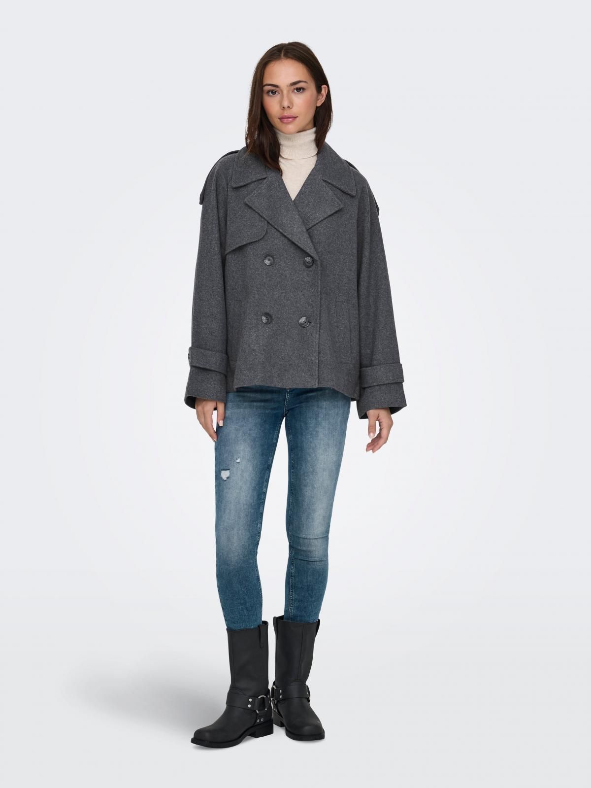 온리 더블브레스트 그레이 트렌치코트 15336710_2383_1161979 GREY / DARK GREY MELANGE - 상세 이미지 5
