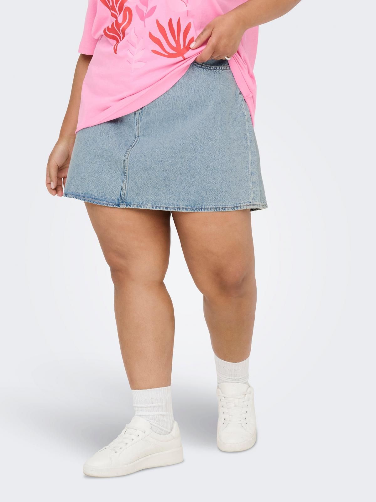 온리 데님 미니 스커트 캐주얼 A라인 15357573_2116 BLUE / LIGHT BLUE DENIM - 상품 이미지