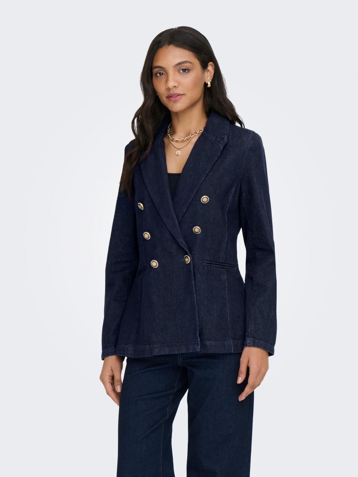 온리 데님 더블버튼 테일러드 재킷 15360349_2114 BLUE / DARK BLUE DENIM - 상세 이미지 2