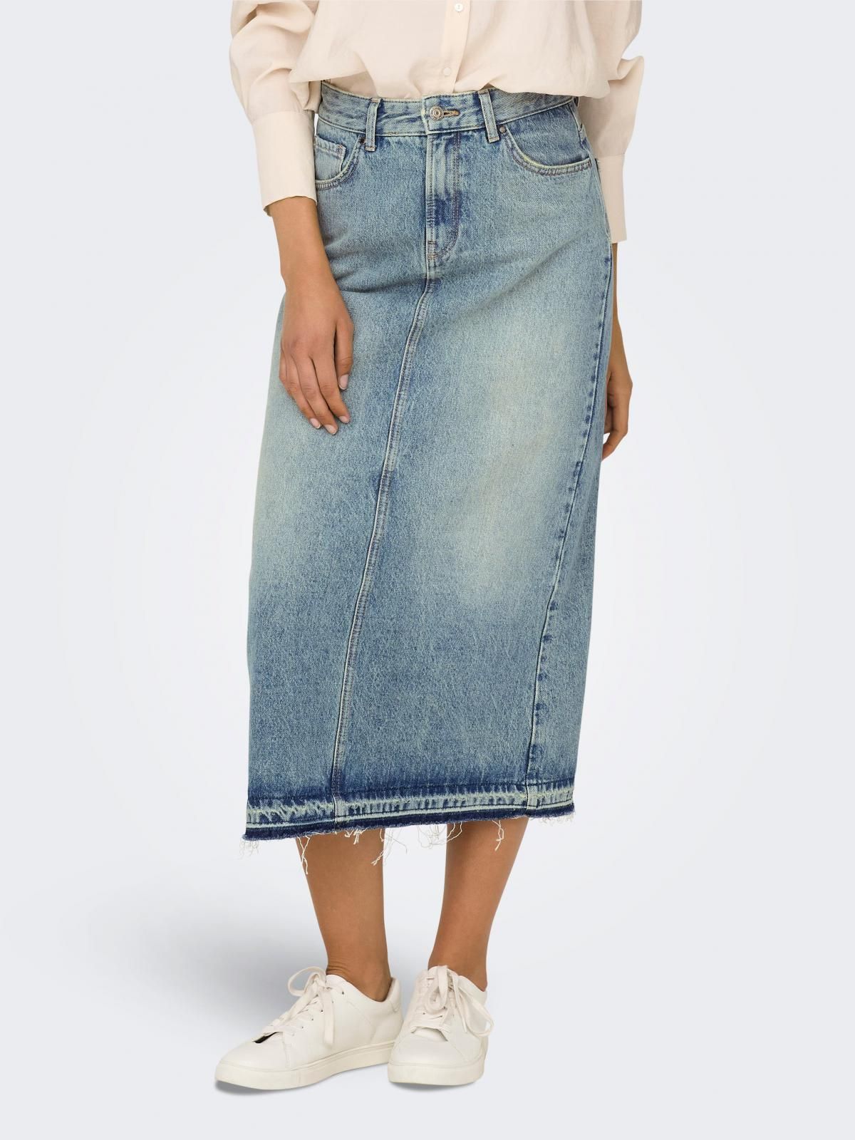 온리 데님 롱 스커트 내추럴 코튼 15329944_2115_1131324 BLUE / MEDIUM BLUE DENIM - 상품 이미지