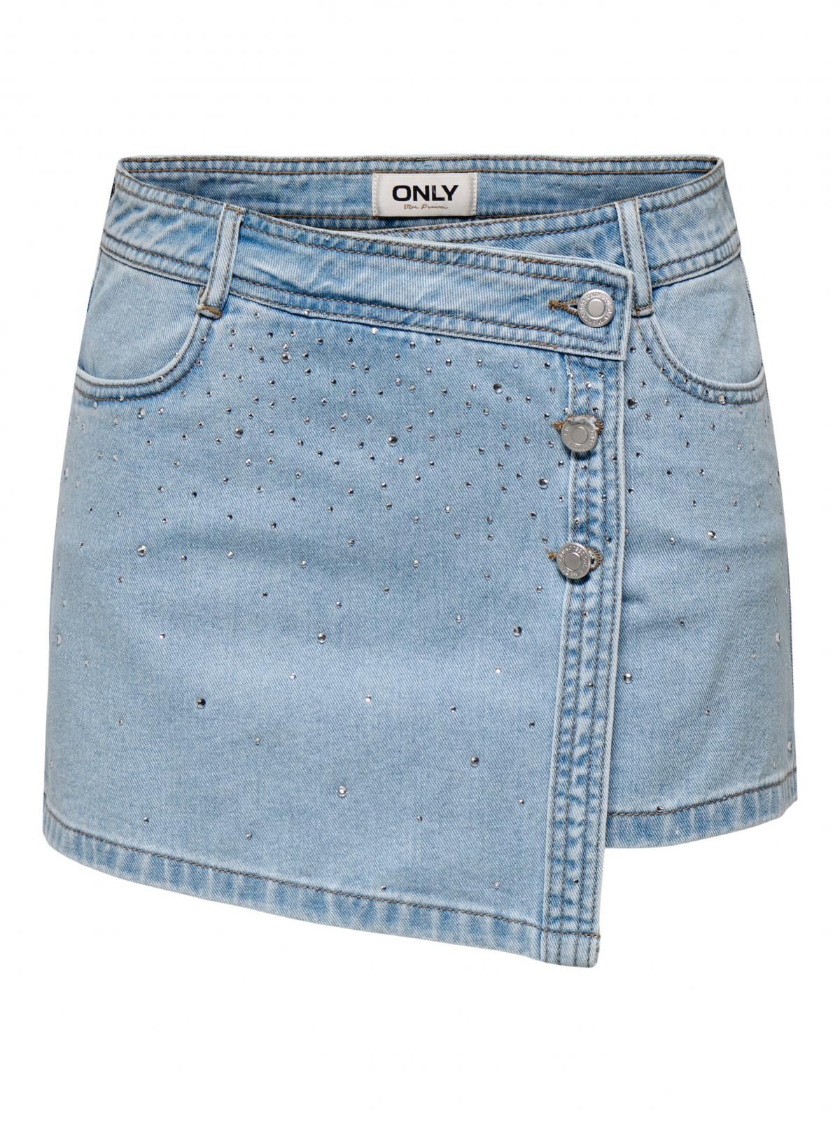 온리 크로스 웨이스트 데님 미니 스커트 15349898_2116 BLUE / LIGHT BLUE DENIM - 상세 이미지 3