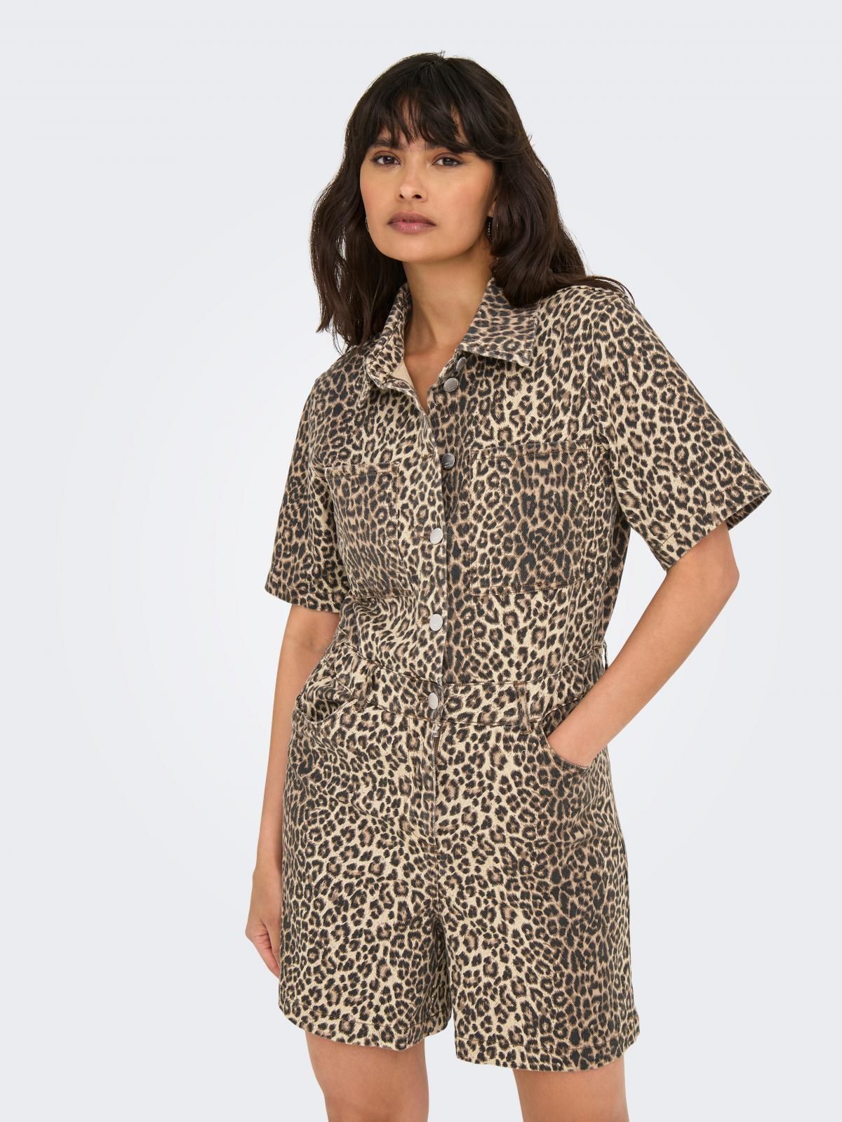 온리 레오파드 패턴 반팔 점프수트 15355994_2011_1213388 BROWN / TOASTED COCONUT - 상품 이미지