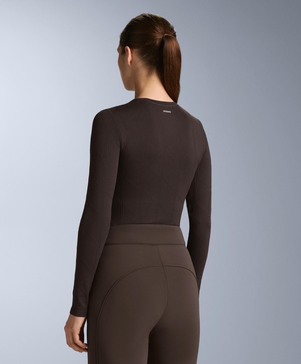 오이쇼 발열 심리스 자카드 베이스레이어 티셔츠 0216/967 DARKBROWN 이미지 8
