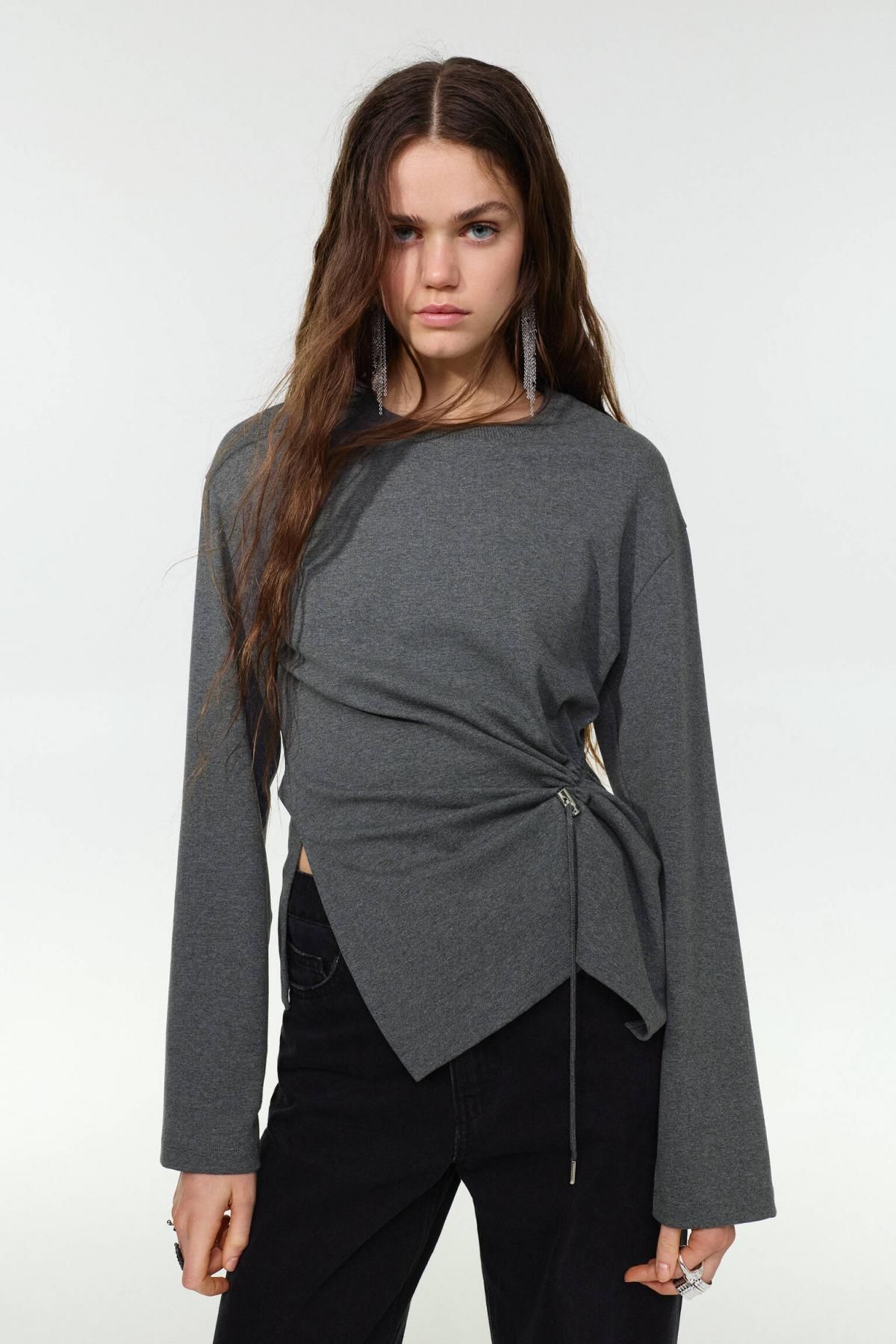 풀앤베어 베이직 라운드넥 스트레치 긴팔 티셔츠 3230/308 GREY MARL - 상세 이미지 3