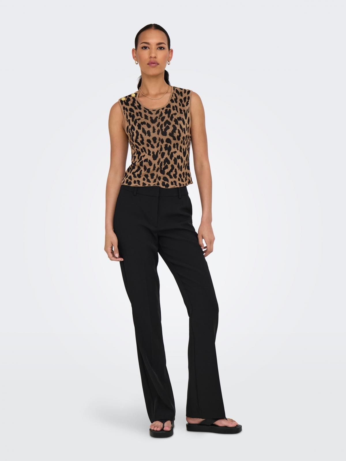 온리 애니멀 프린트 브이넥 니트 베스트 15347874_2011_1184145 BROWN / TOASTED COCONUT - 상세 이미지 5