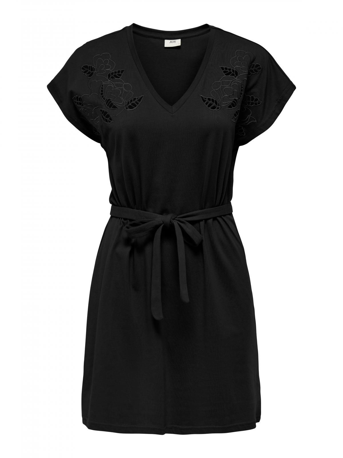 제이디와이 자수 미니 브이넥 벨트 원피스 15345094_2161 BLACK / BLACK - 상세 이미지 3