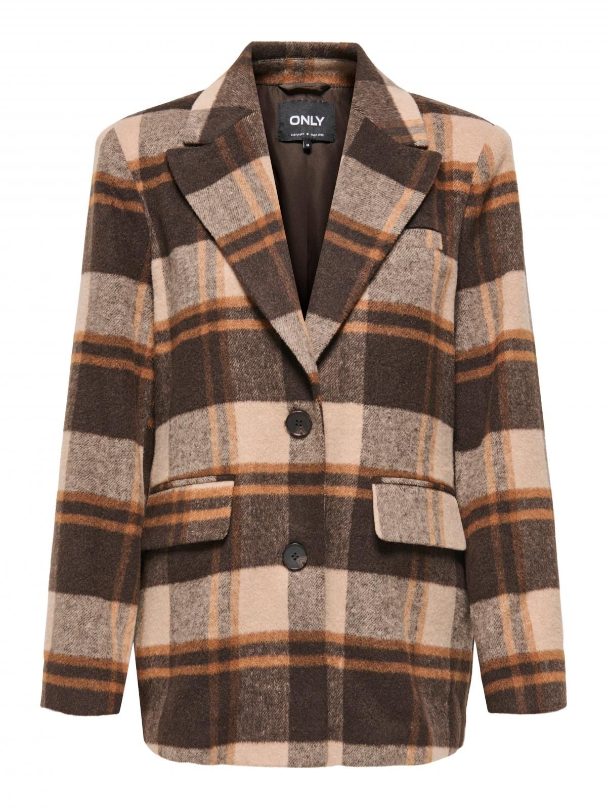 온리 체크 테일러드 블레이저 15368317_111_1250156 BROWN / SILVER MINK - 상세 이미지 3