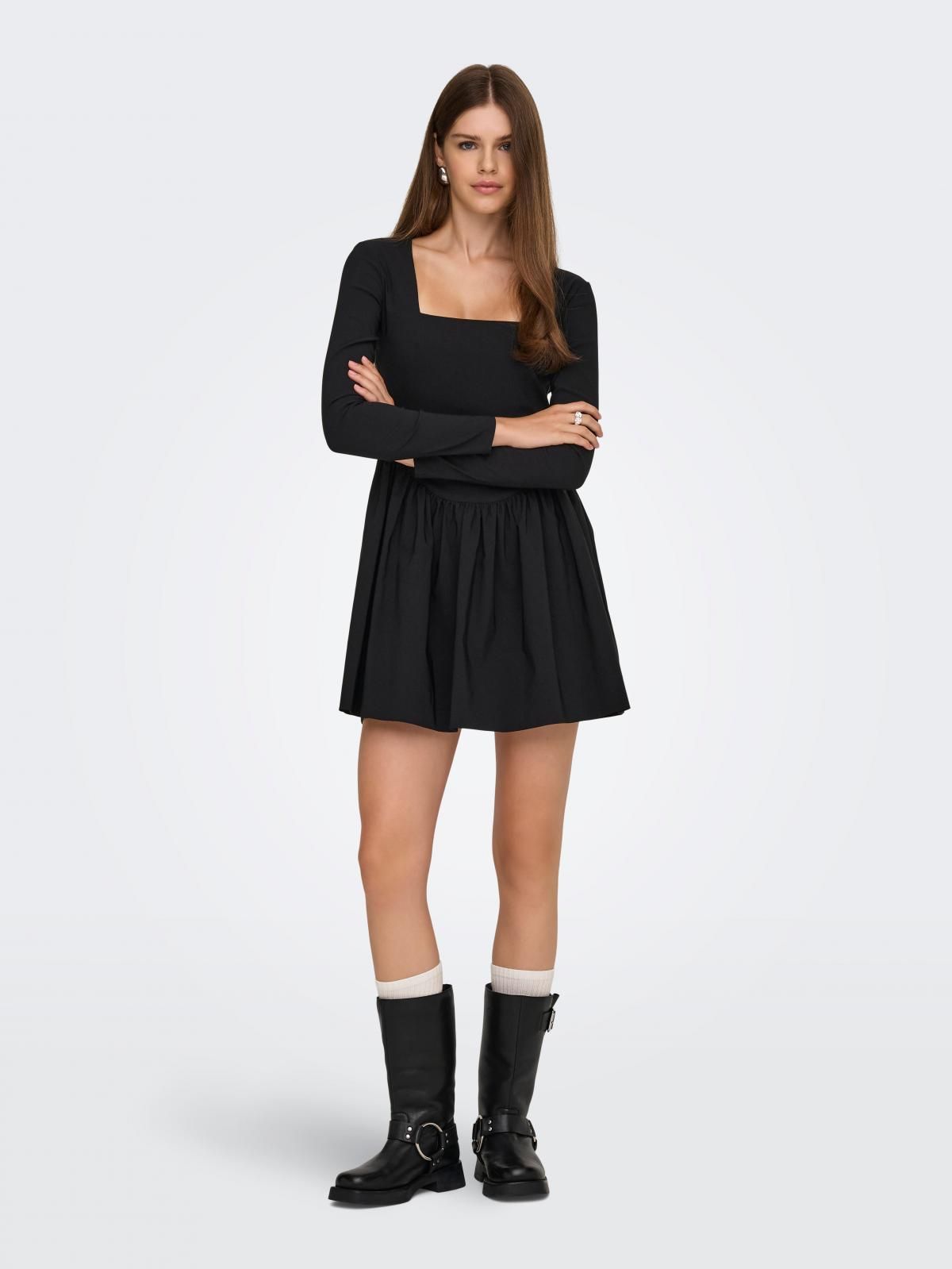 온리 스퀘어넥 미니 원피스 블랙 15365066_2161 BLACK / BLACK - 상세 이미지 5