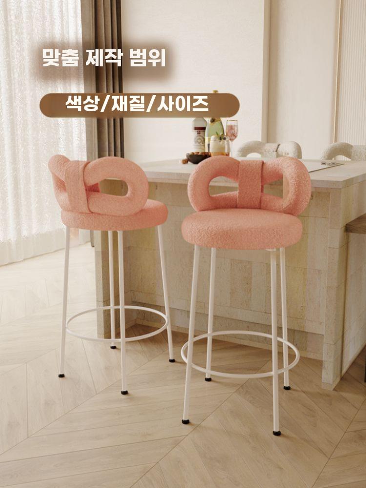 북유럽 바 스툴 높이 조절 아일랜드 키친 가정용 등받이 - 상세 이미지 3