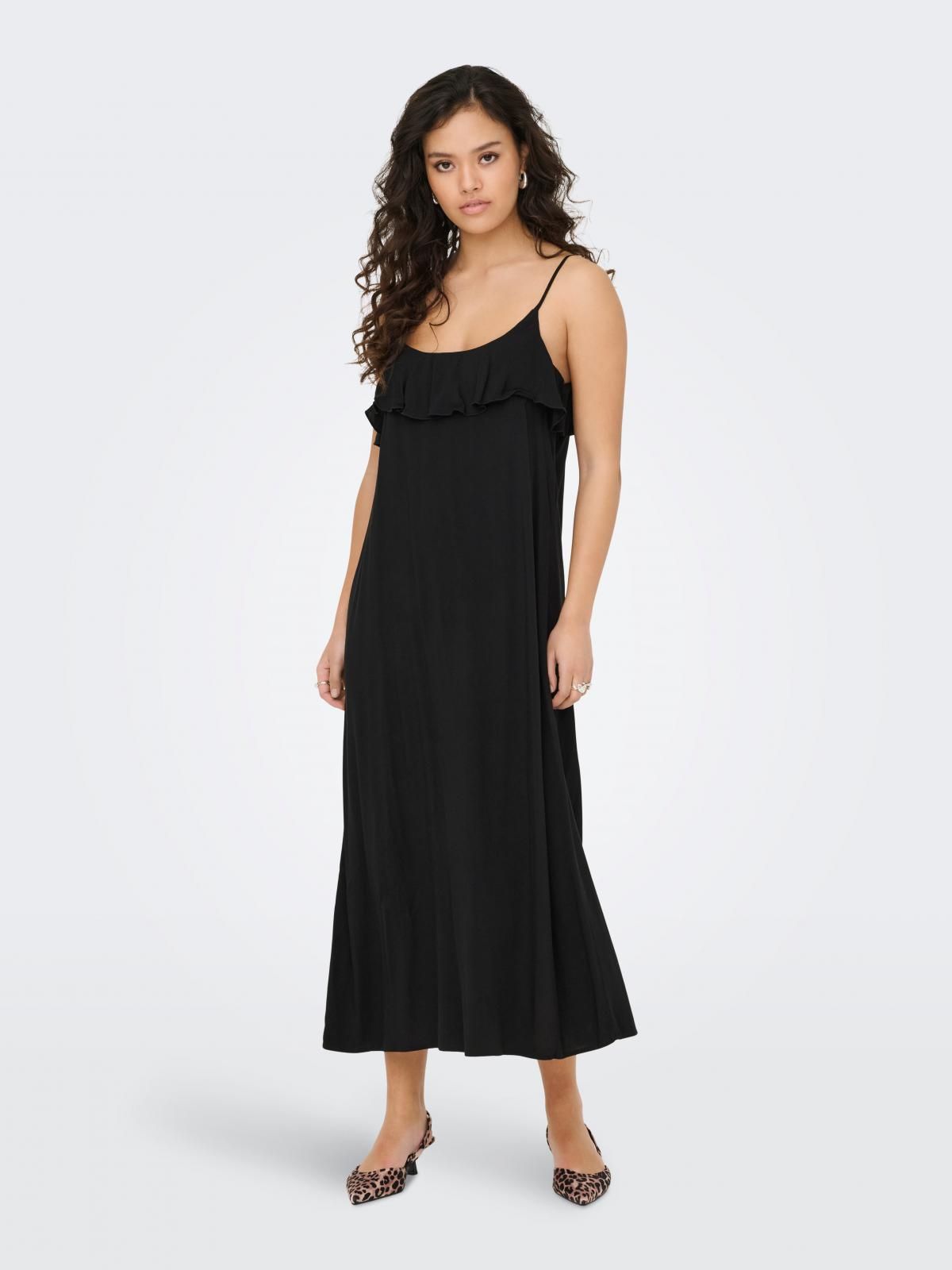 제이디와이 프린지 브이넥 스트랩 미디 원피스 블랙 15351573_2161 BLACK / BLACK - 상세 이미지 5