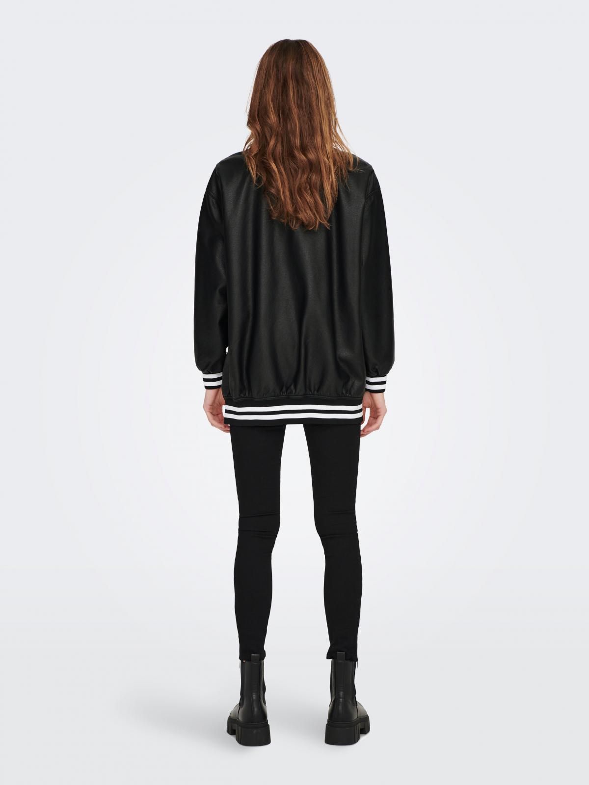 온리 테크니컬 레더 베이직 블랙 봄버 재킷 15277722_2161_1001777 BLACK / BLACK - 상세 이미지 2