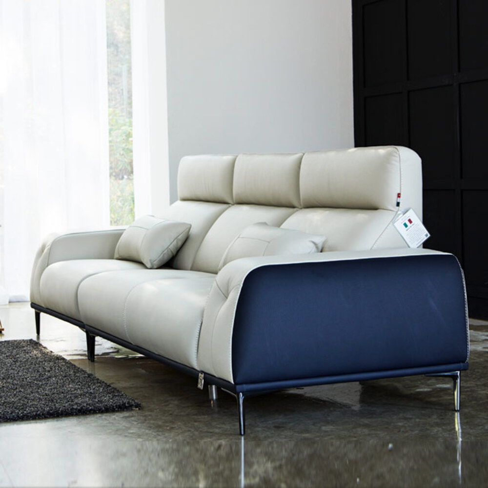 까사홈 모레노 프리미엄 이태리 통가죽 4인 소파