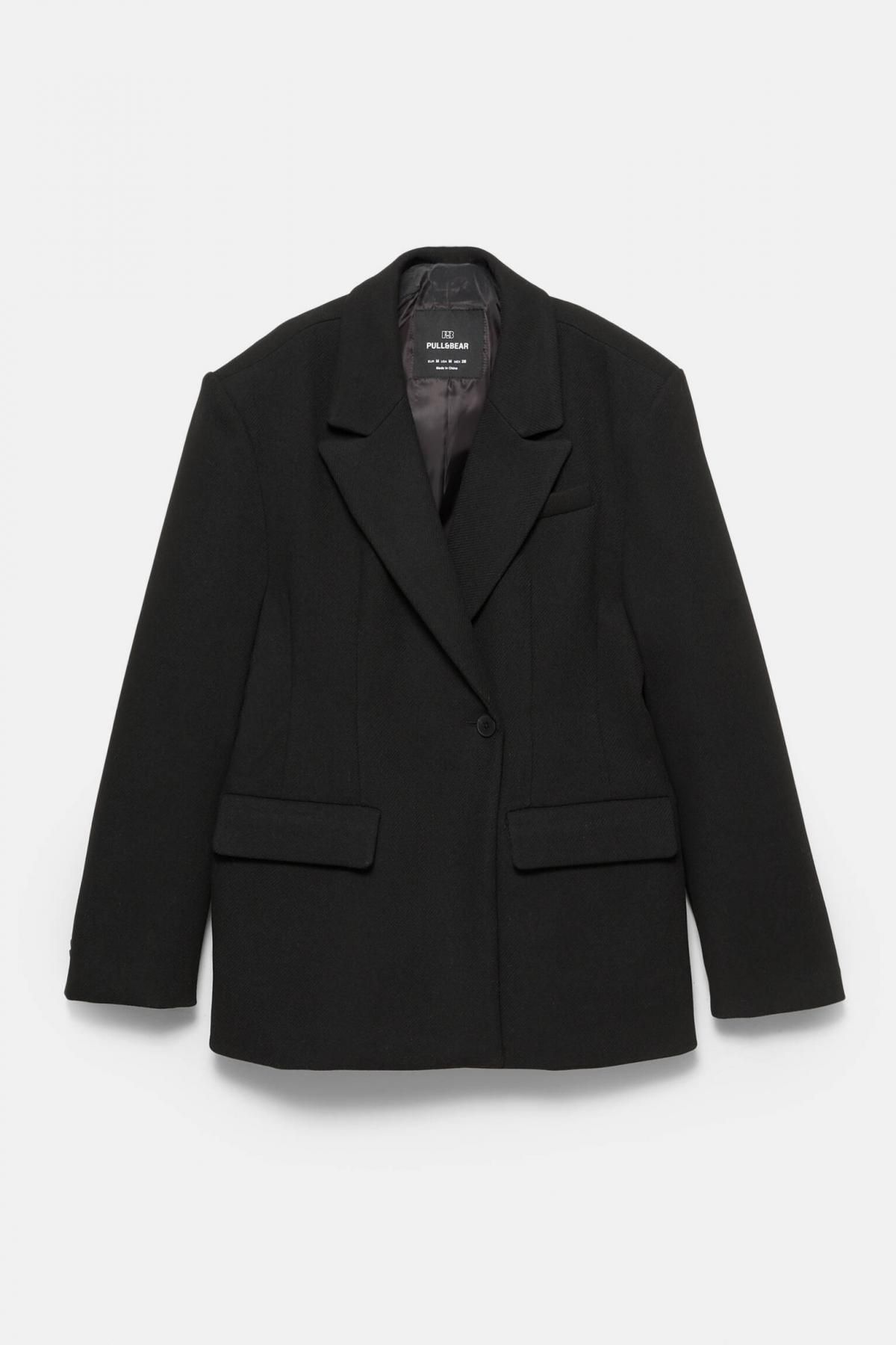 풀앤베어 펠트 텍스처 블레이저 스타일 코트 3755/360 BLACK - 상품 이미지