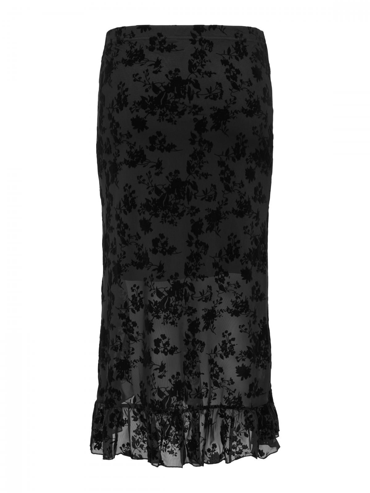 온리 시스루 메쉬 자카드 미디 스커트 15363797_2161 BLACK / BLACK - 상세 이미지 4