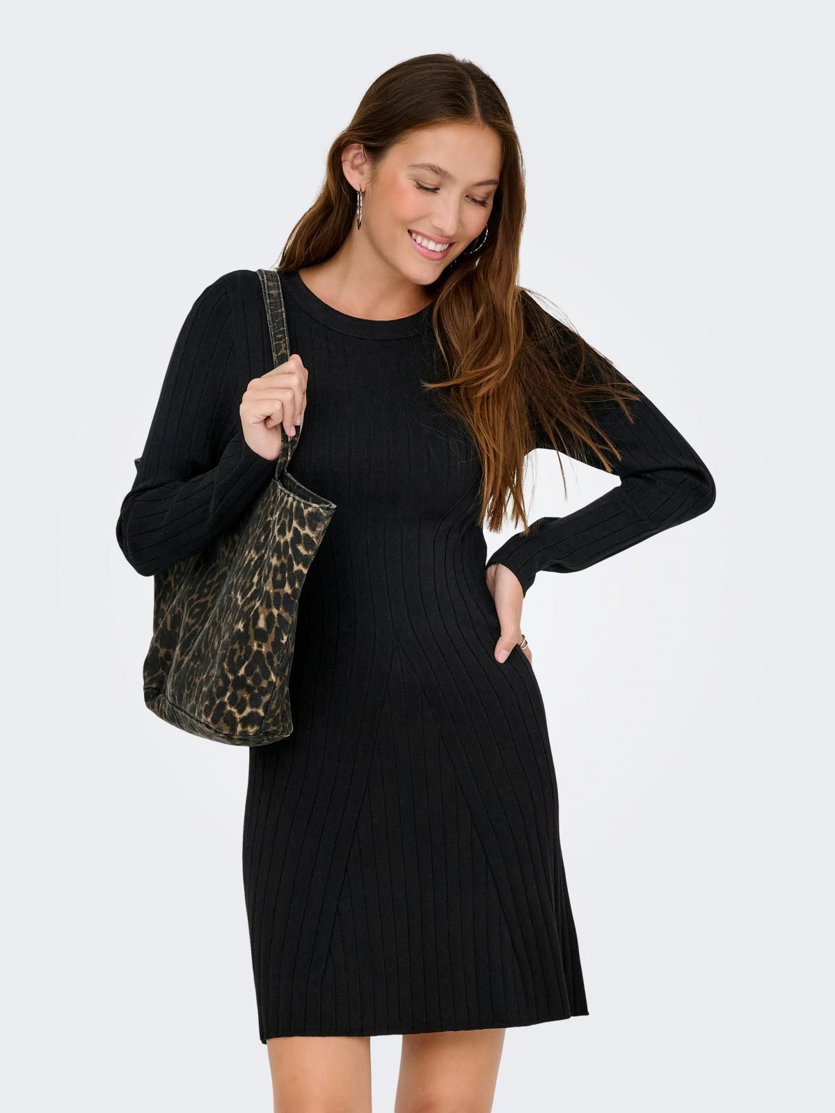 제이디와이 니트 라운드넥 바디콘 미니 원피스 15353889_2161 BLACK / BLACK - 상품 이미지