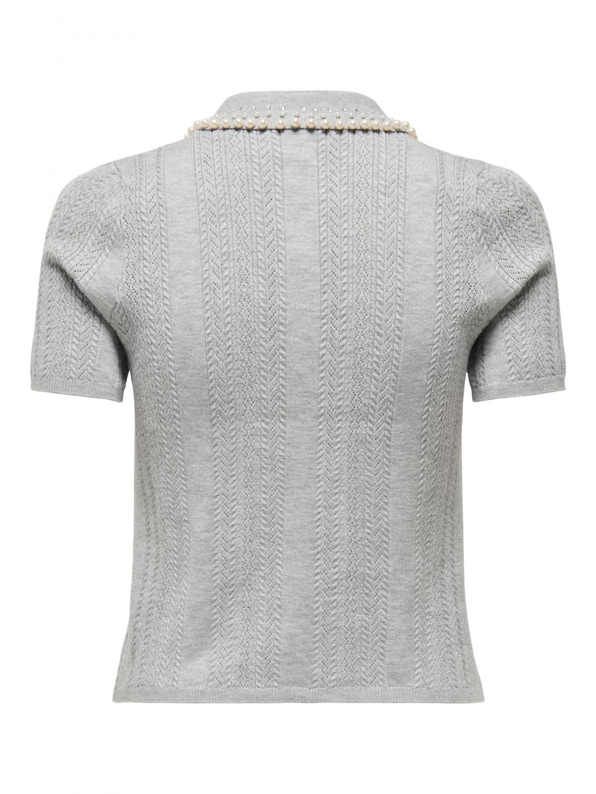 온리 진주카라 반팔 폴로 니트 탑 15357340_2381 GREY / LIGHT GREY MELANGE - 상세 이미지 4