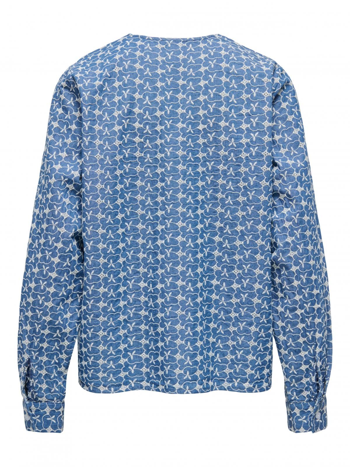 온리 에스닉 패턴 데님 셔츠 15366772_2115_1245092 BLUE / MEDIUM BLUE DENIM - 상세 이미지 4