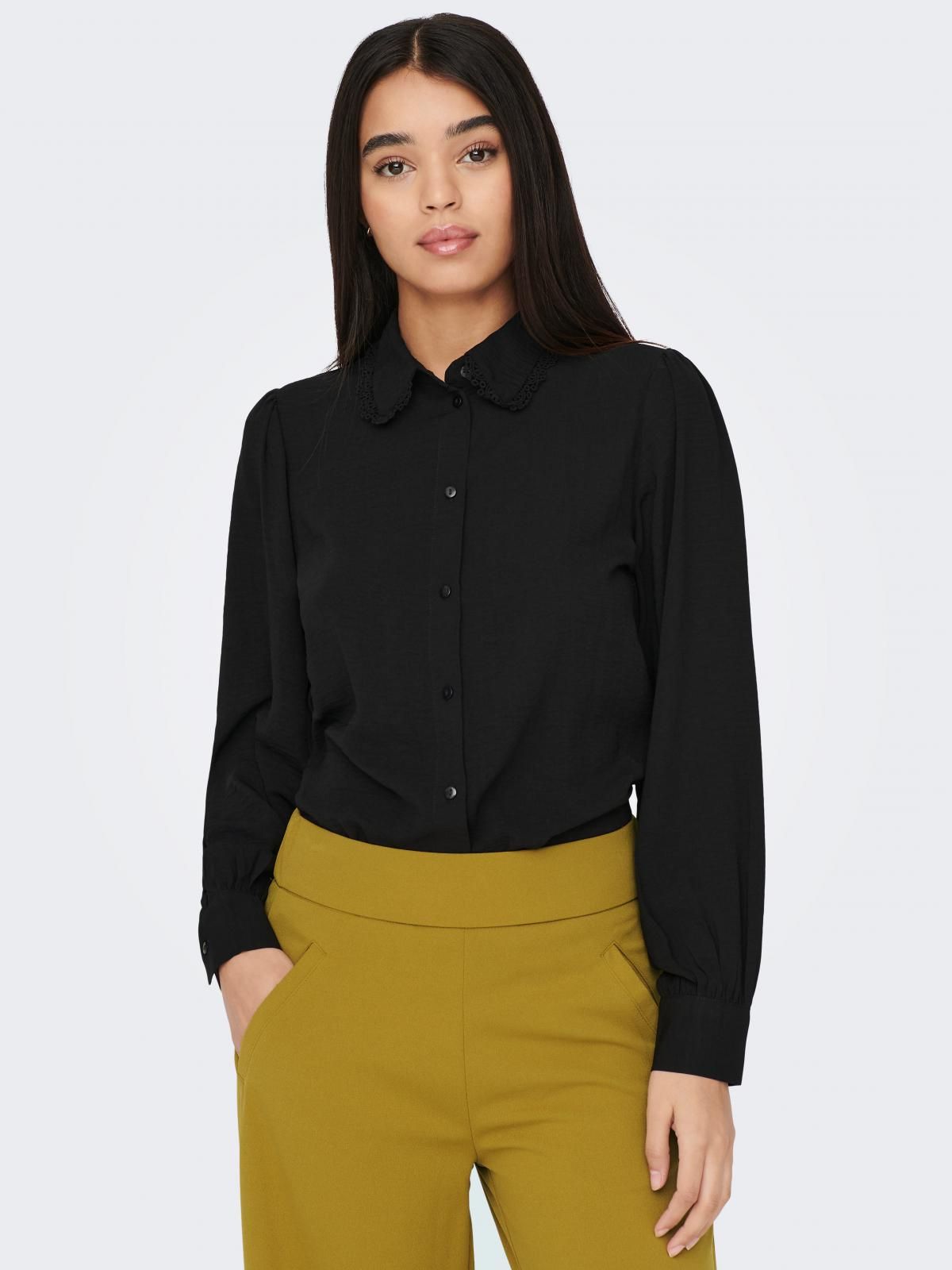 제이디와이 베이직 레이스 칼라 블랙 긴팔 셔츠 15270684_2161 BLACK / BLACK - 상품 이미지