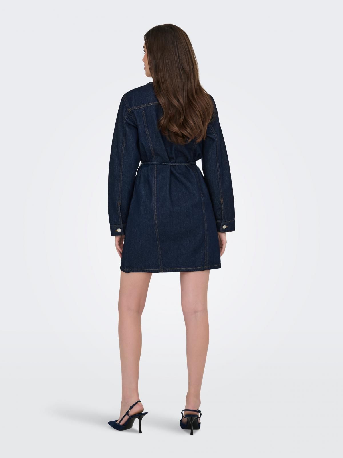 온리 데님 라운드넥 스트링 미니 원피스 15357973_2114 BLUE / DARK BLUE DENIM - 상세 이미지 2