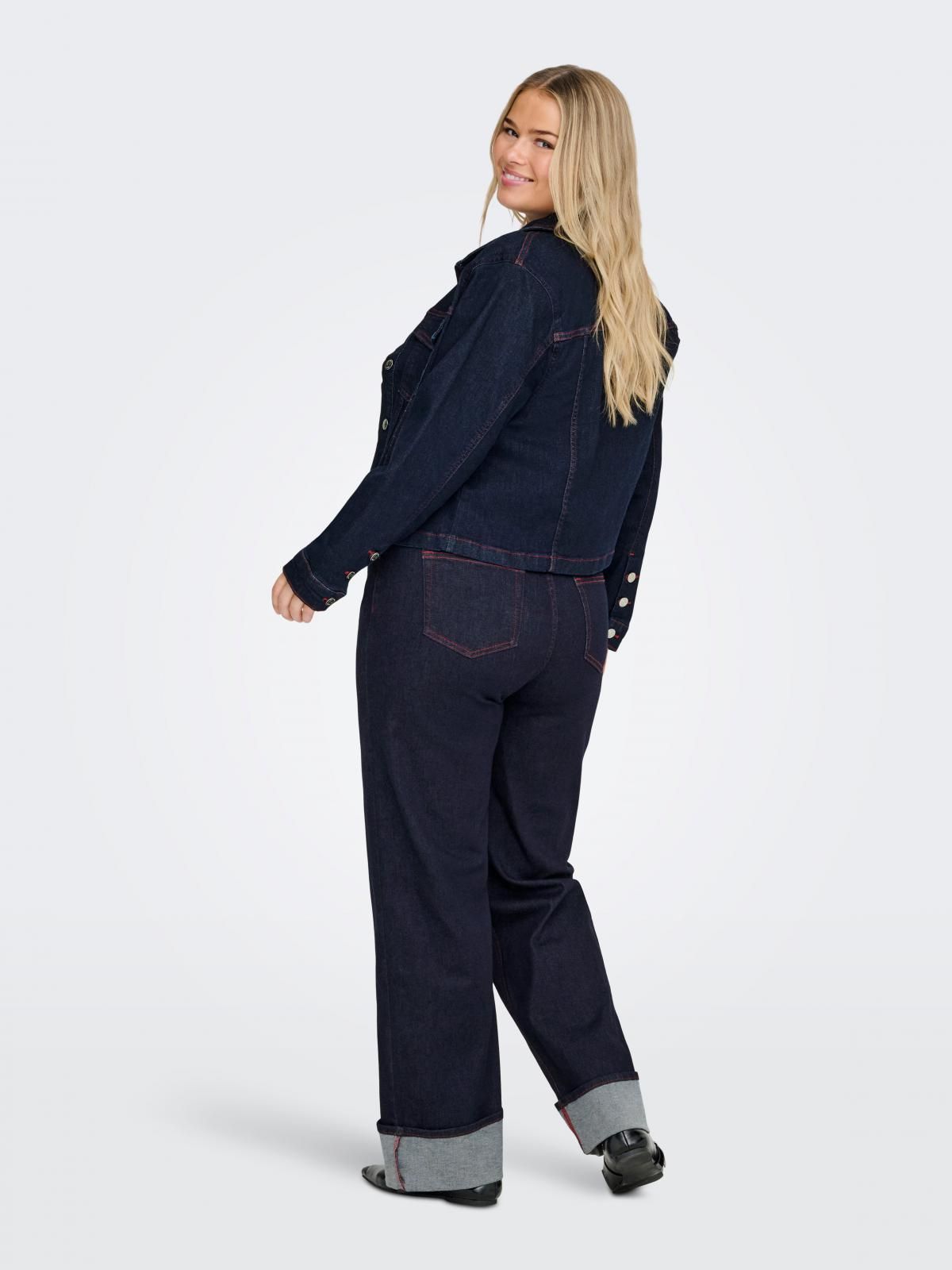 온리 빅사이즈 데님 테크니컬 크롭 재킷 15358039_2114_1222130 BLUE / DARK BLUE DENIM - 상세 이미지 2