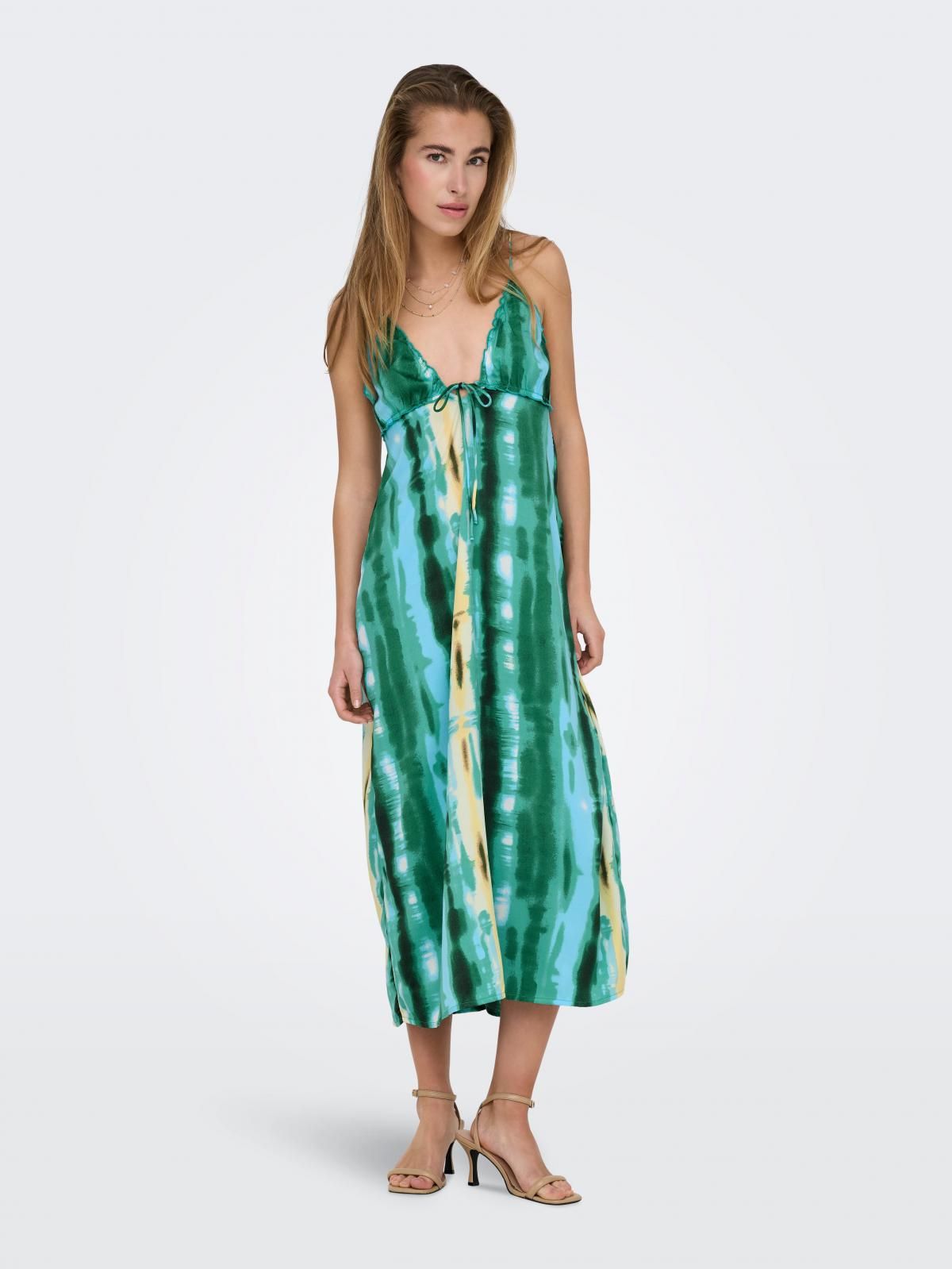 온리 타이다이 롱 원피스 스트랩 브이넥 15347161_1743_1189902 GREEN / GREENBRIAR - 상품 이미지