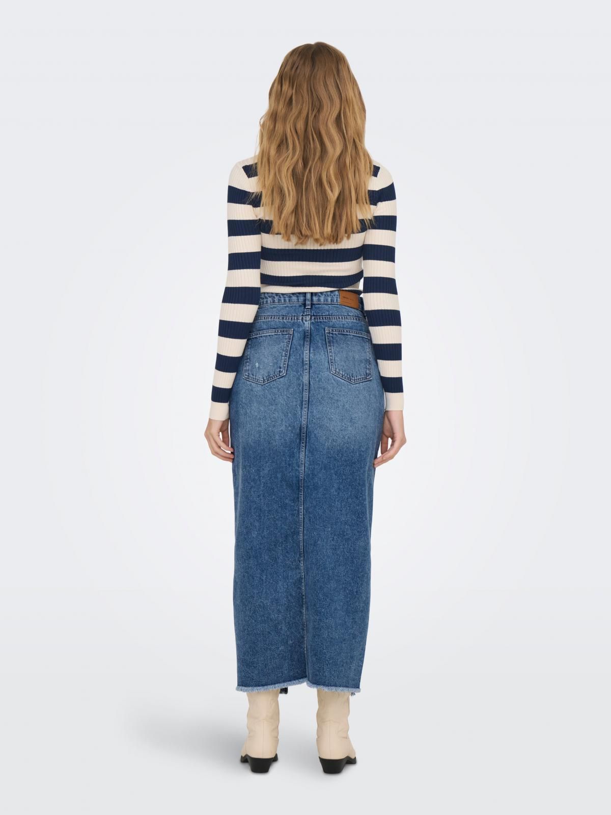 온리 빈티지 데님 롱 스커트 슬릿 15324102_2115 BLUE / MEDIUM BLUE DENIM - 상세 이미지 2
