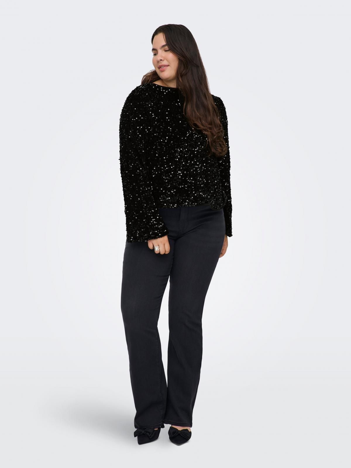 온리 시퀸 리버서블 라운드넥 긴팔 탑 15368977_2161_1253011 BLACK / BLACK - 상세 이미지 5